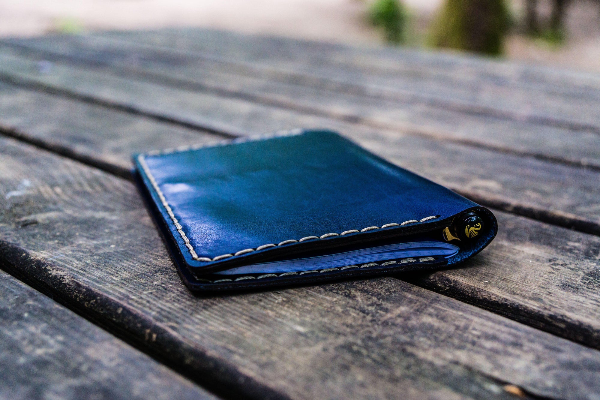 No.44 Personalized Leather Field Notes Cover - Navy Blue