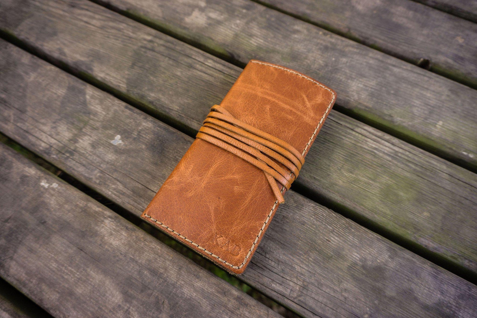 Personalized Leather Pipe Pouch/Pipe Roll - Rustic Brown-Galen Leather