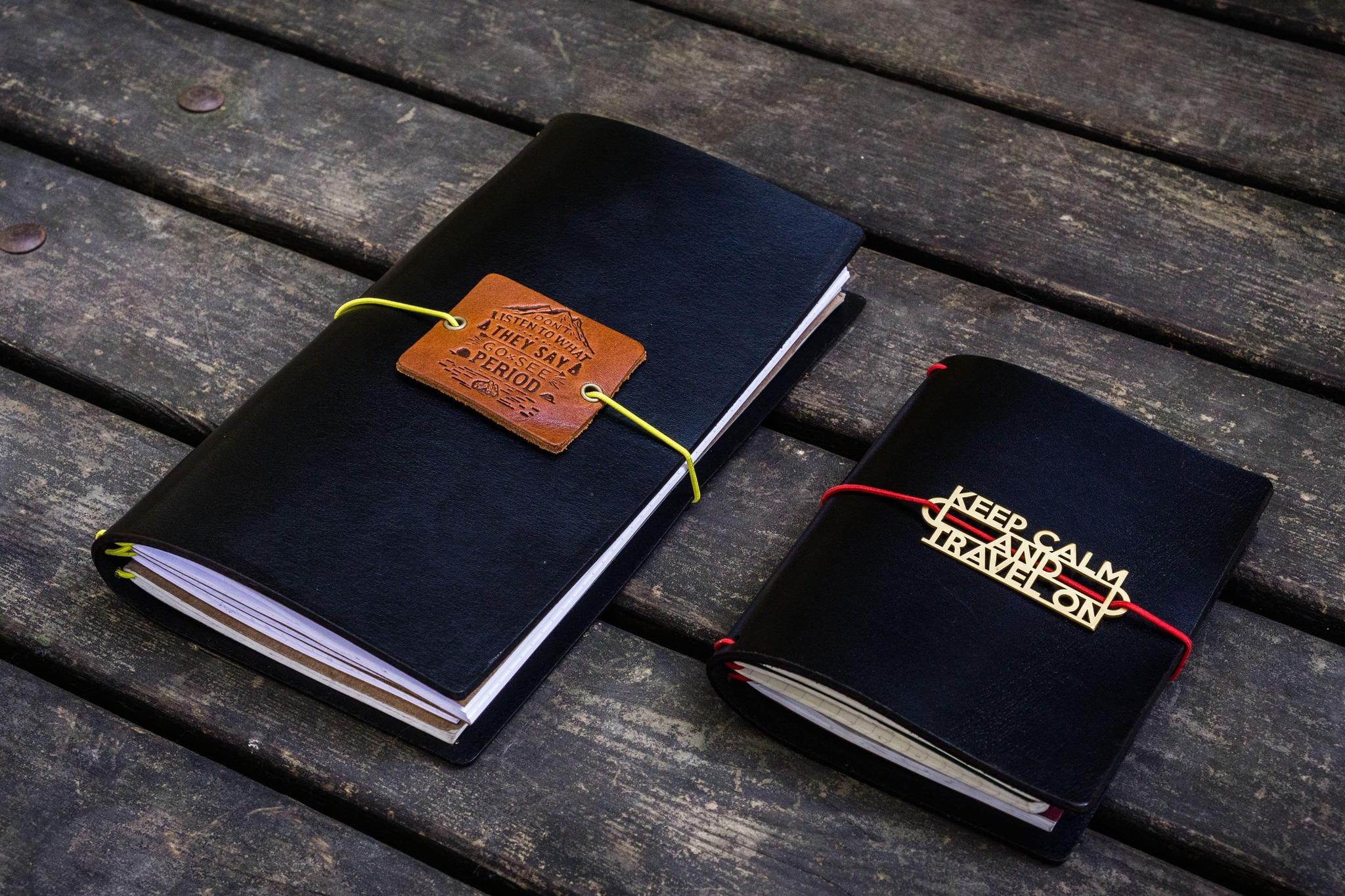 Handmade Traveler's Notebook Leather Cover - Black | Galen Leather