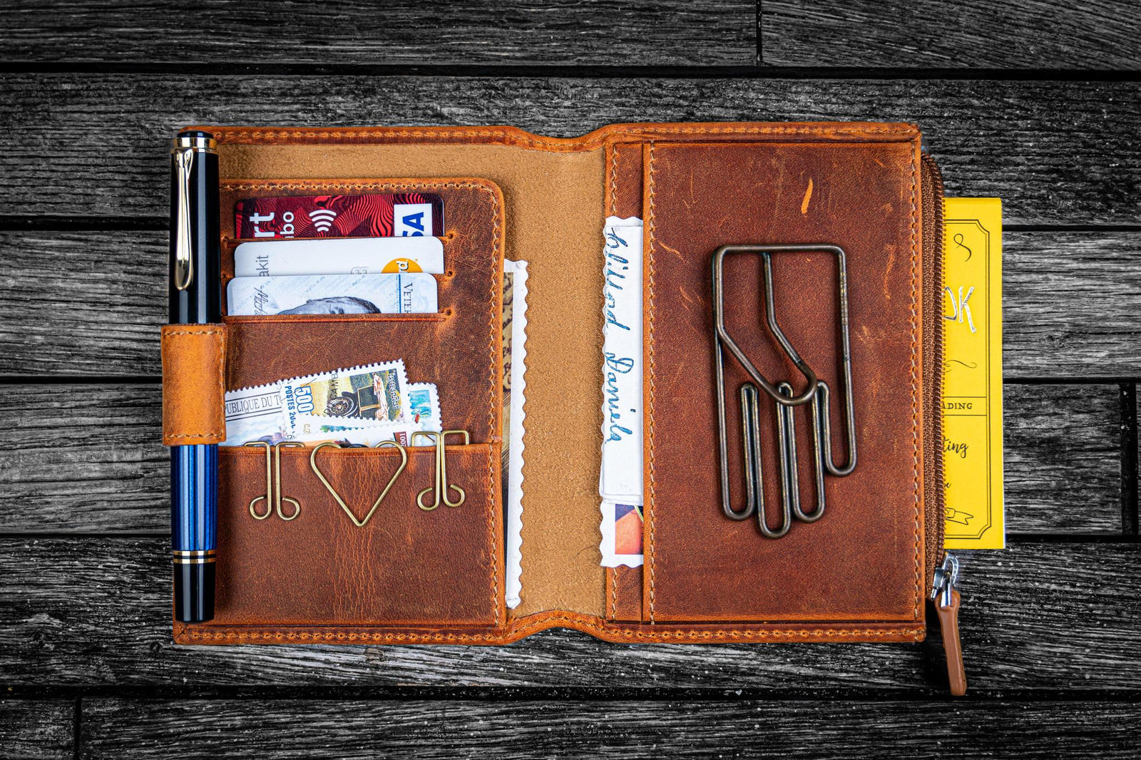 Traveler's Notebook için Deri Organizer - Passport Ebat - Crazy Horse Brown