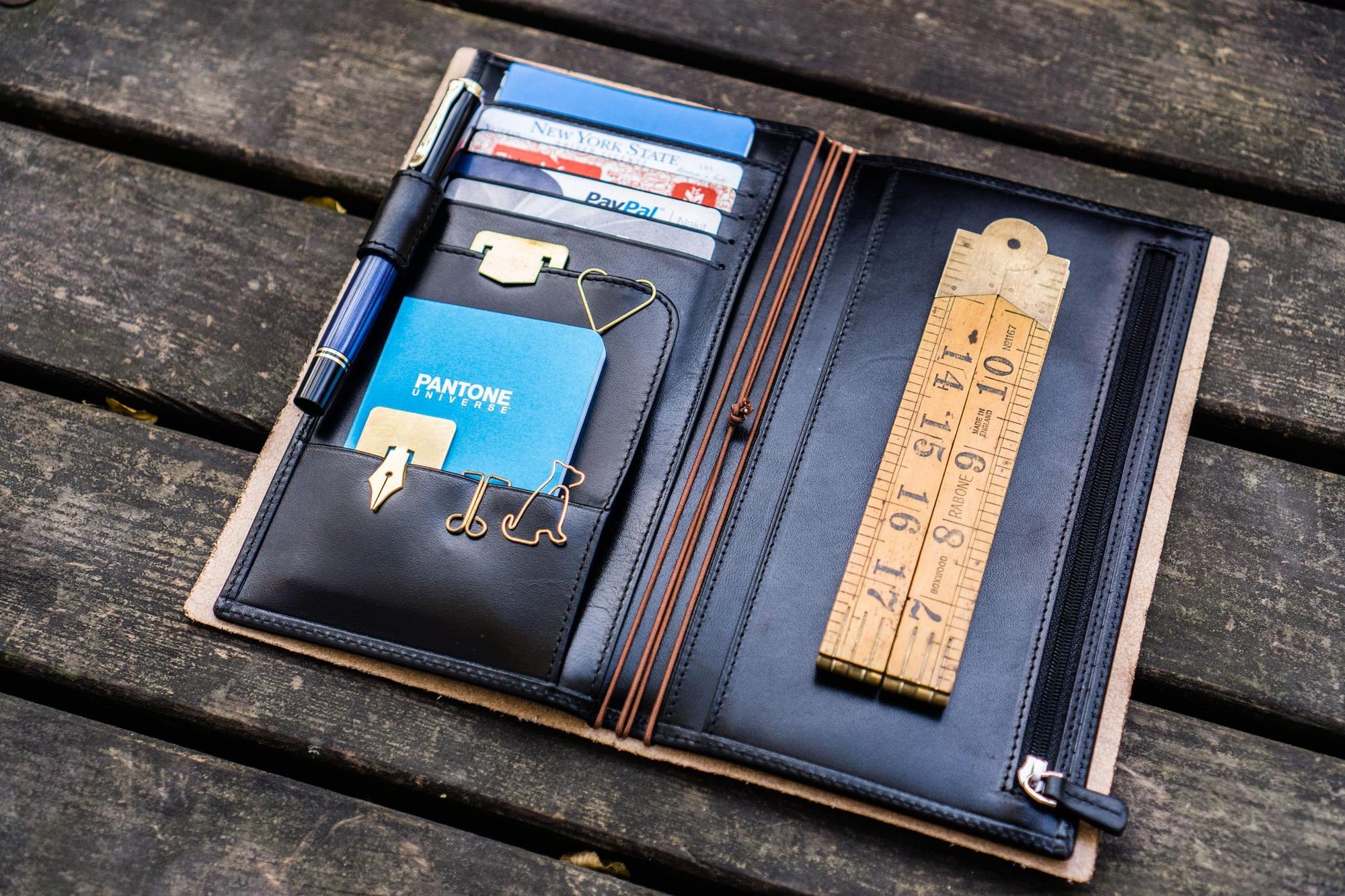 Traveler&#39;s Notebook için Deri Organizer - Regular Ebat - Black