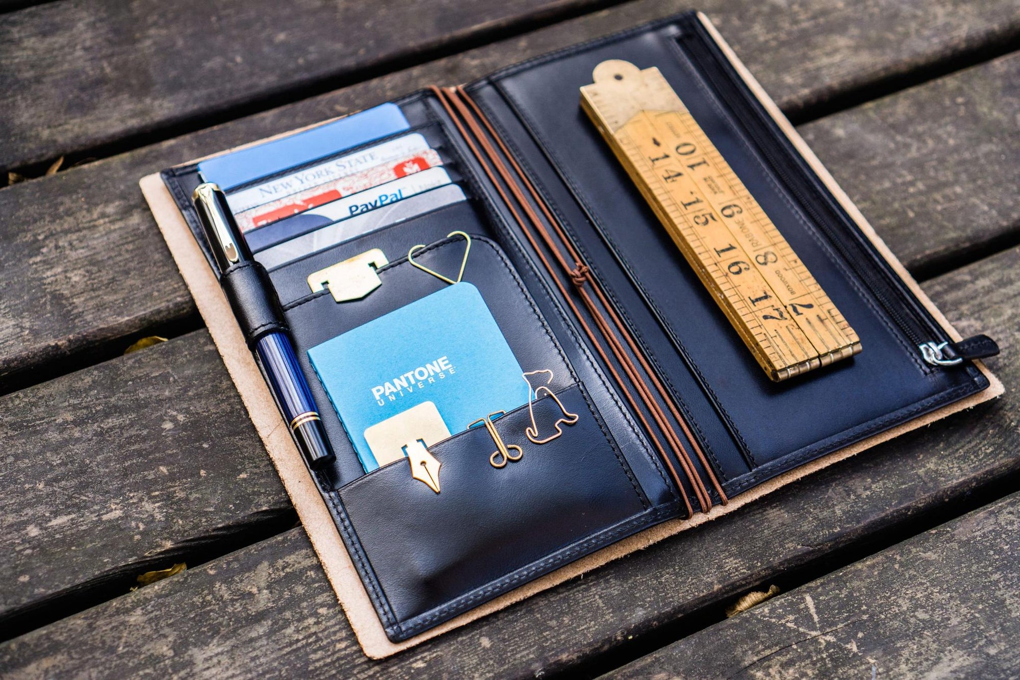 Traveler&#39;s Notebook için Deri Organizer - Regular Ebat - Black