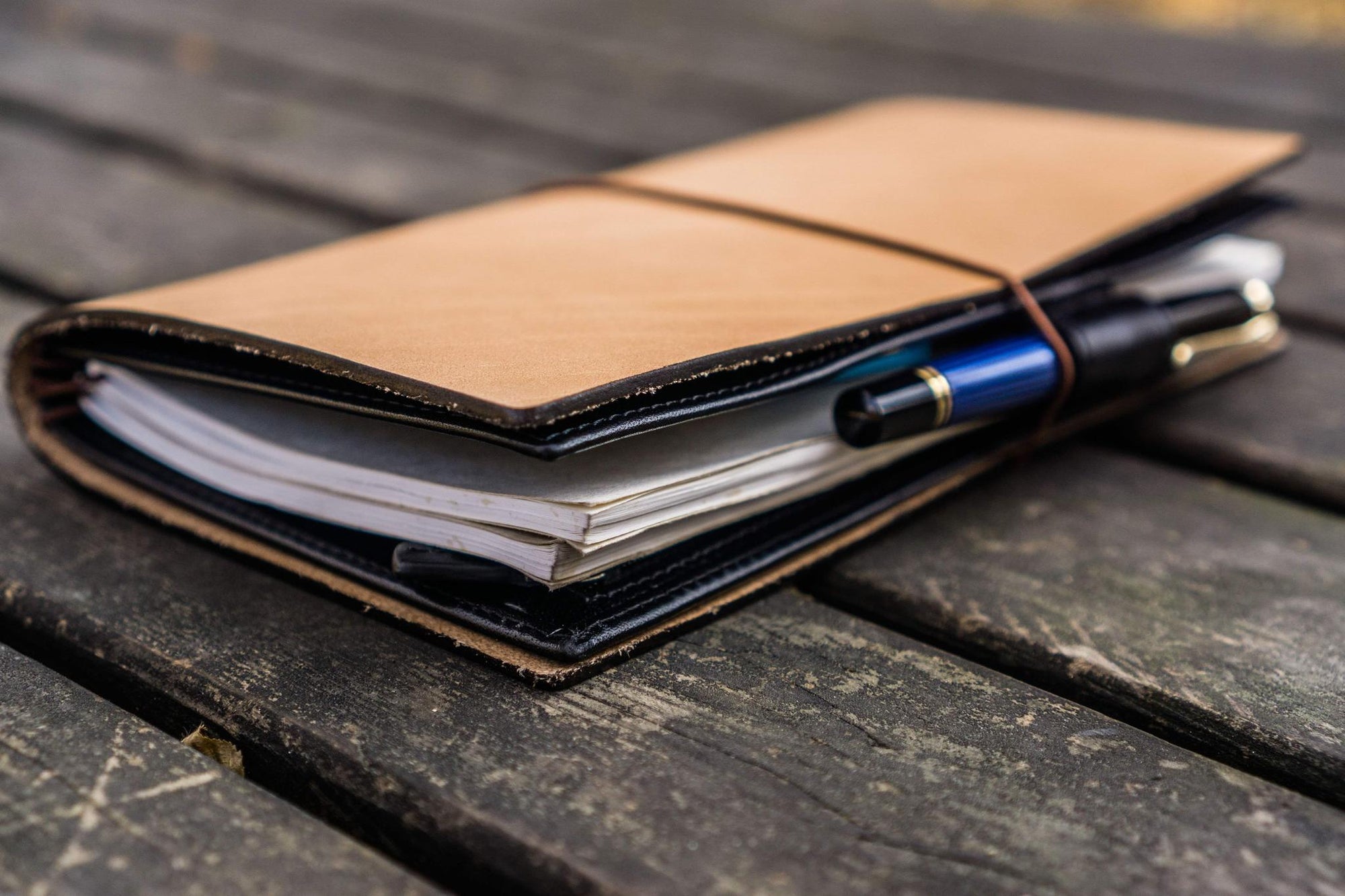 Traveler&#39;s Notebook için Deri Organizer - Regular Ebat - Black