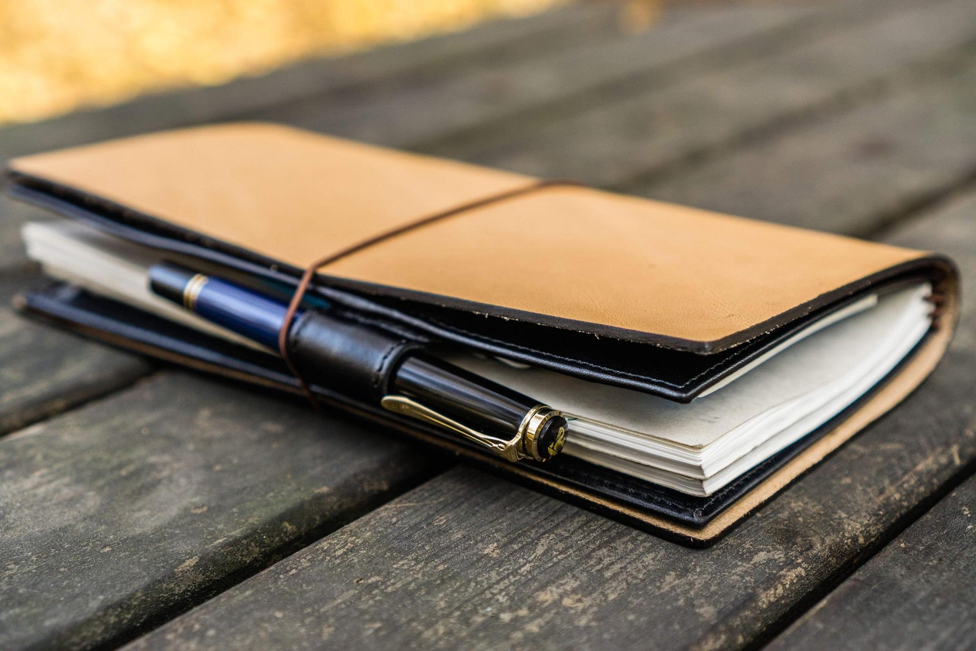 Traveler&#39;s Notebook için Deri Organizer - Regular Ebat - Black