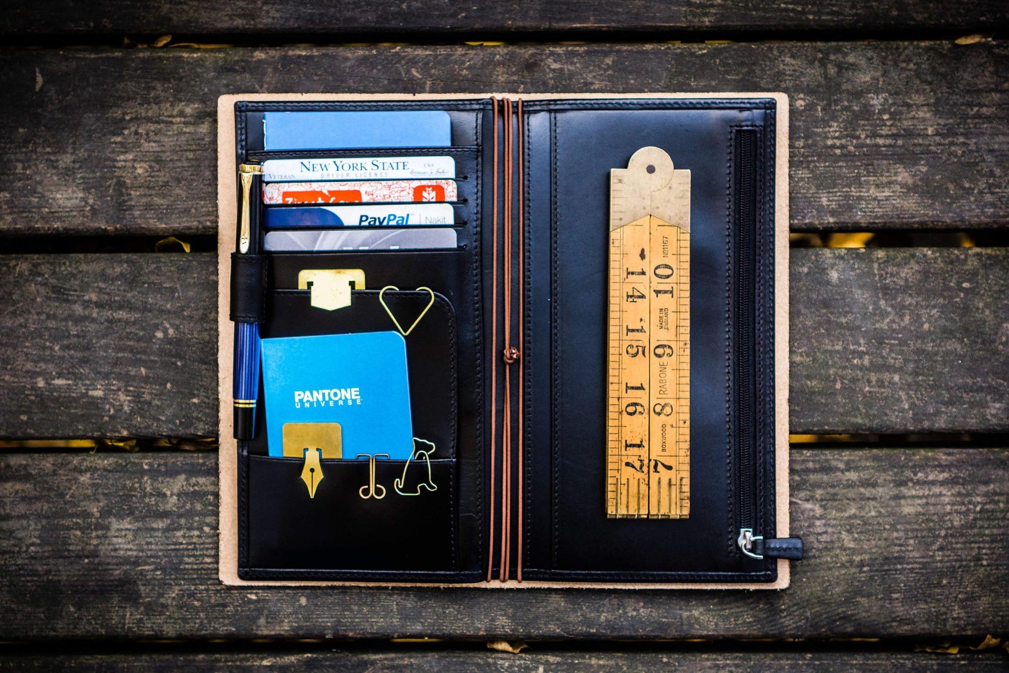 Traveler&#39;s Notebook için Deri Organizer - Regular Ebat - Black