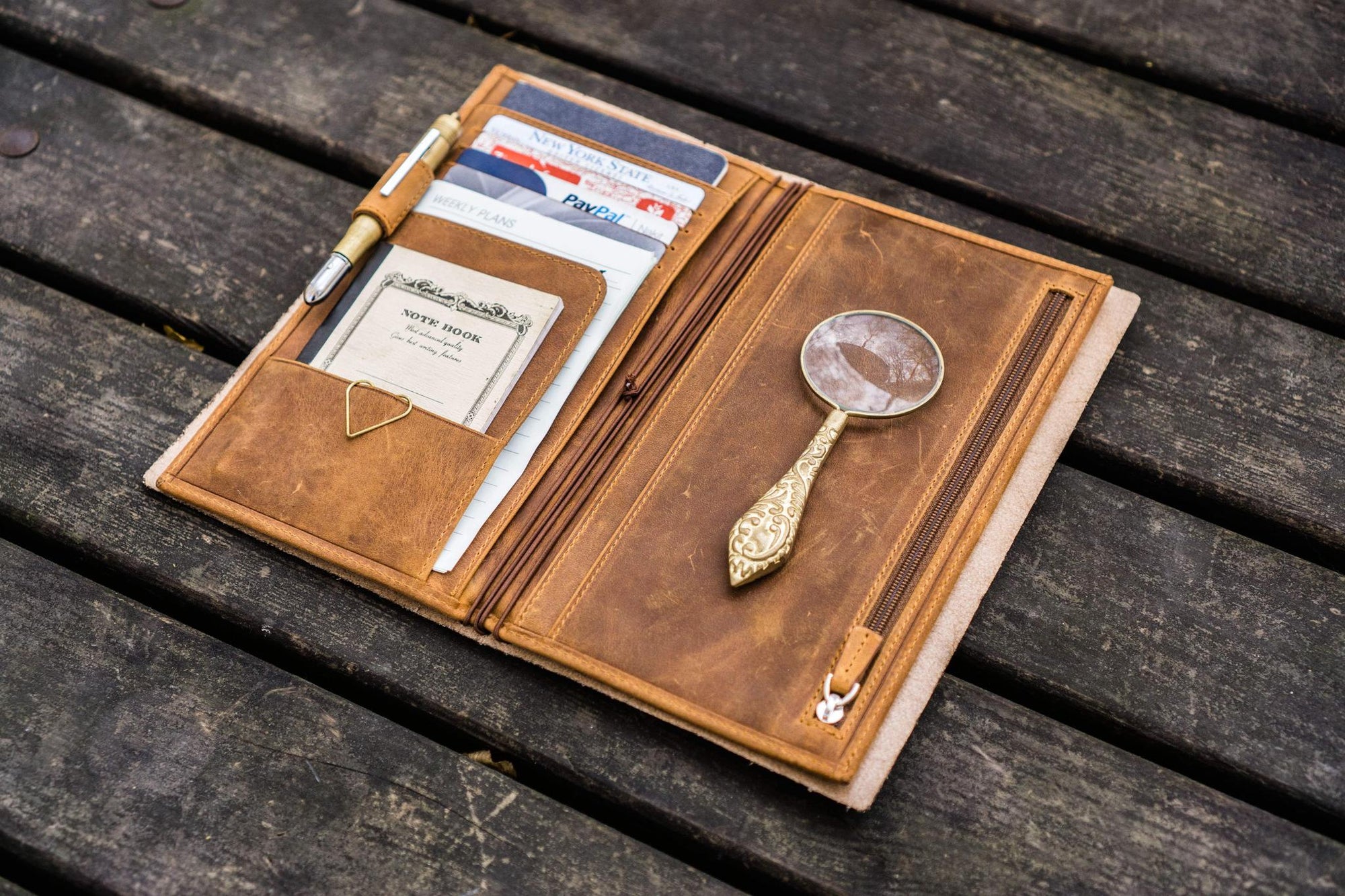 Traveler&#39;s Notebook için Deri Organizer - Regular Ebat - Crazy Horse Brown