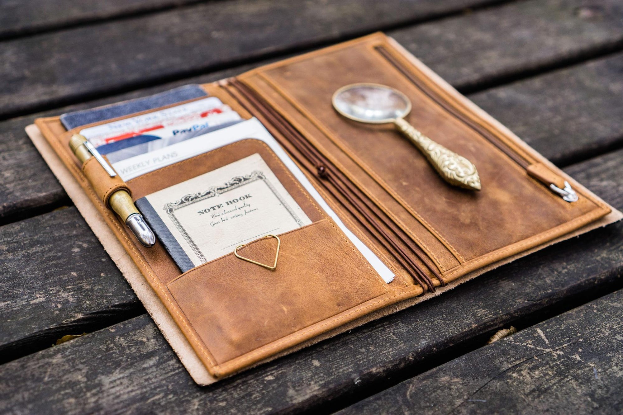 Traveler&#39;s Notebook için Deri Organizer - Regular Ebat - Crazy Horse Brown