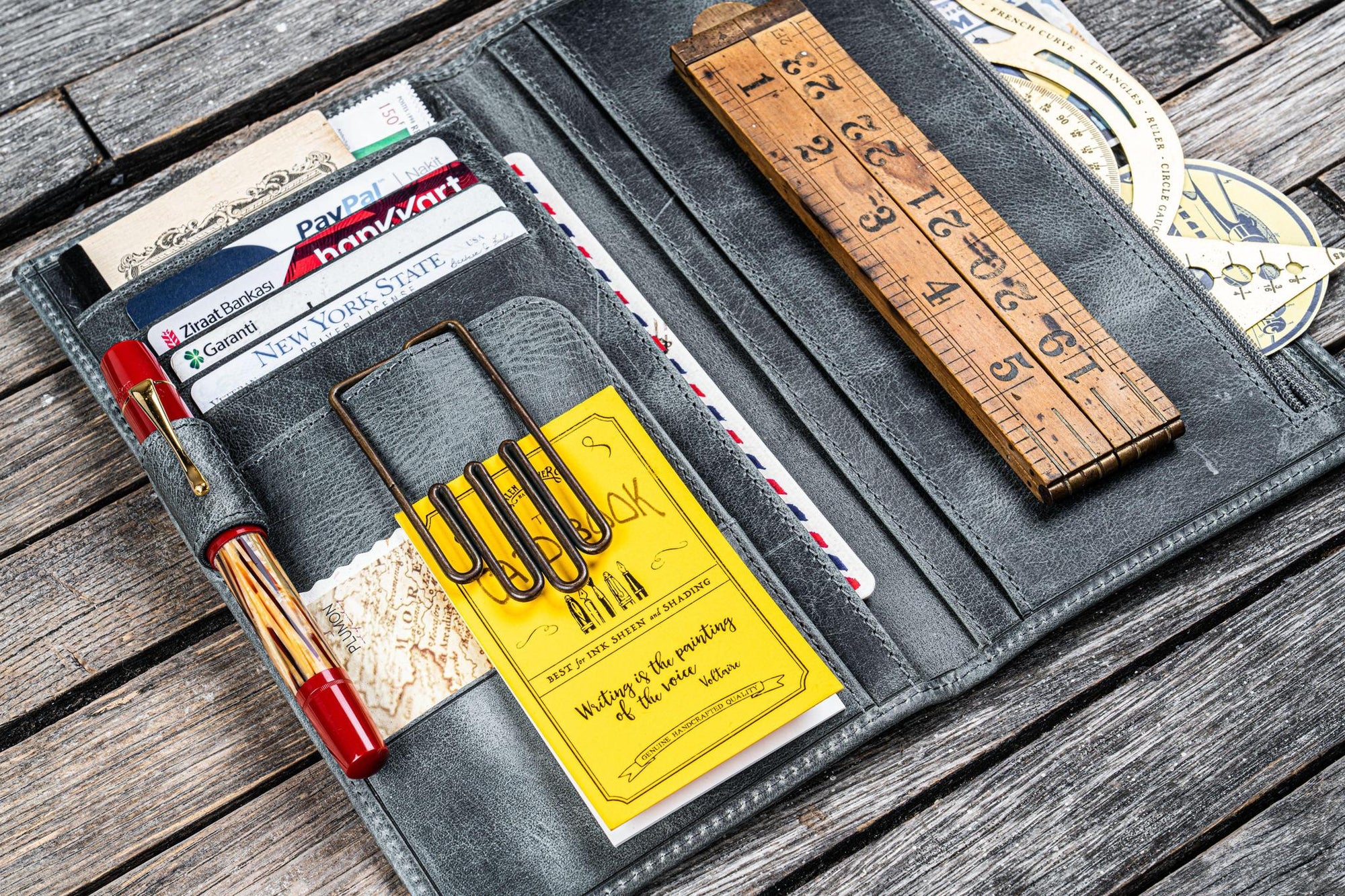 Traveler&#39;s Notebook için Deri Organizer - Regular Ebat - Crazy Horse Smoky