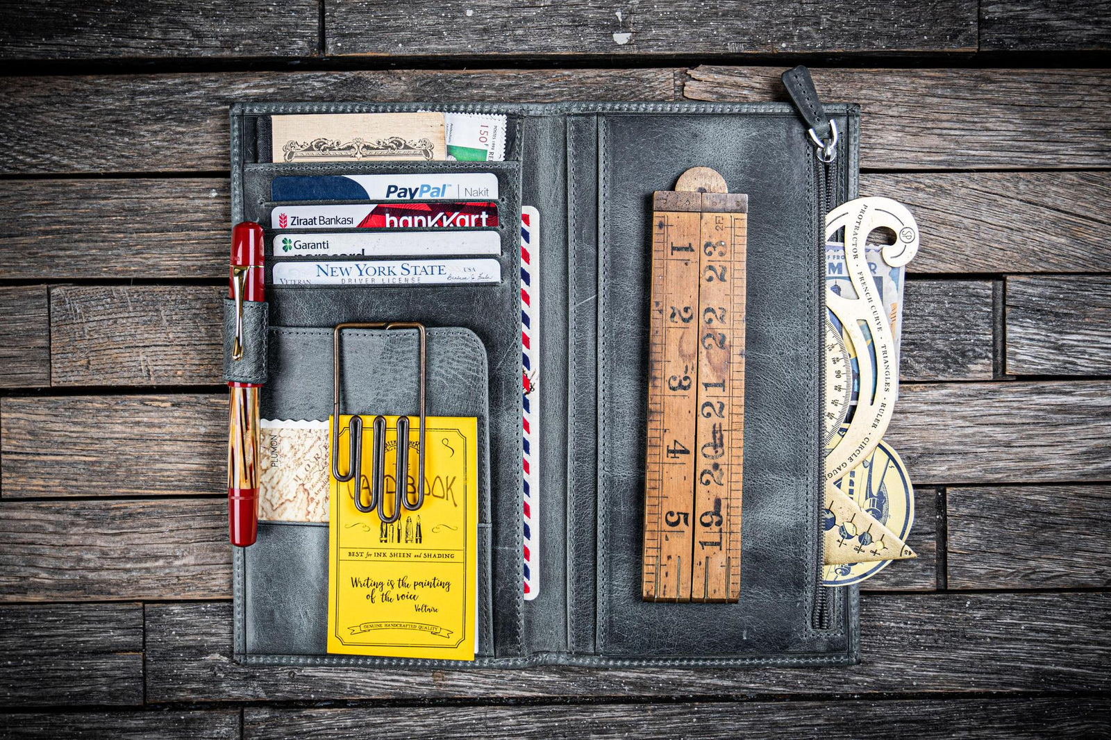 Traveler's Notebook için Deri Organizer - Regular Ebat - Crazy Horse Smoky