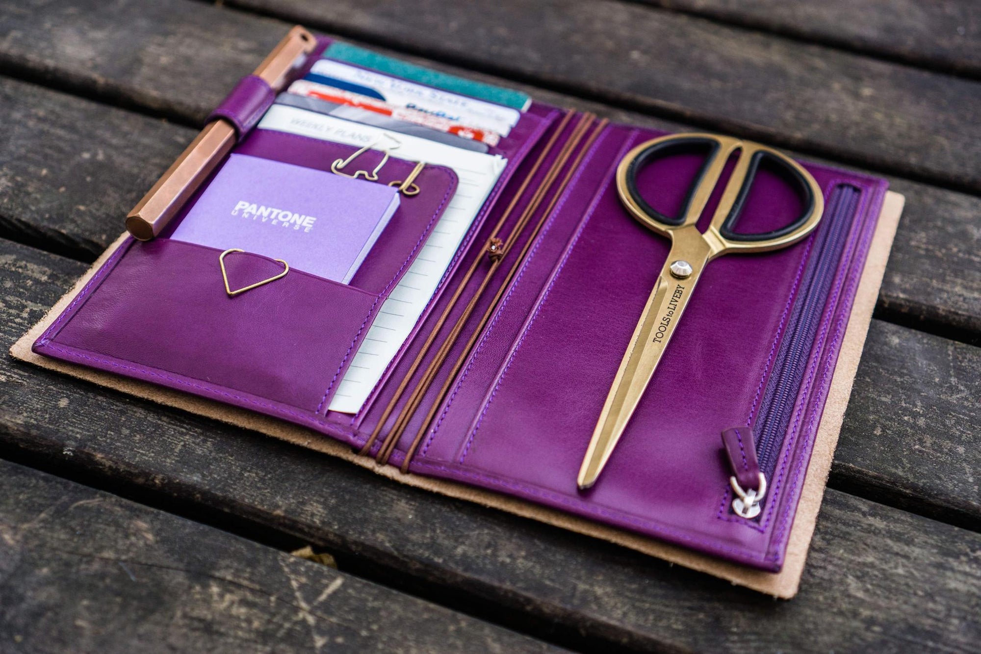 Traveler&#39;s Notebook için Deri Organizer - Regular Ebat - Purple