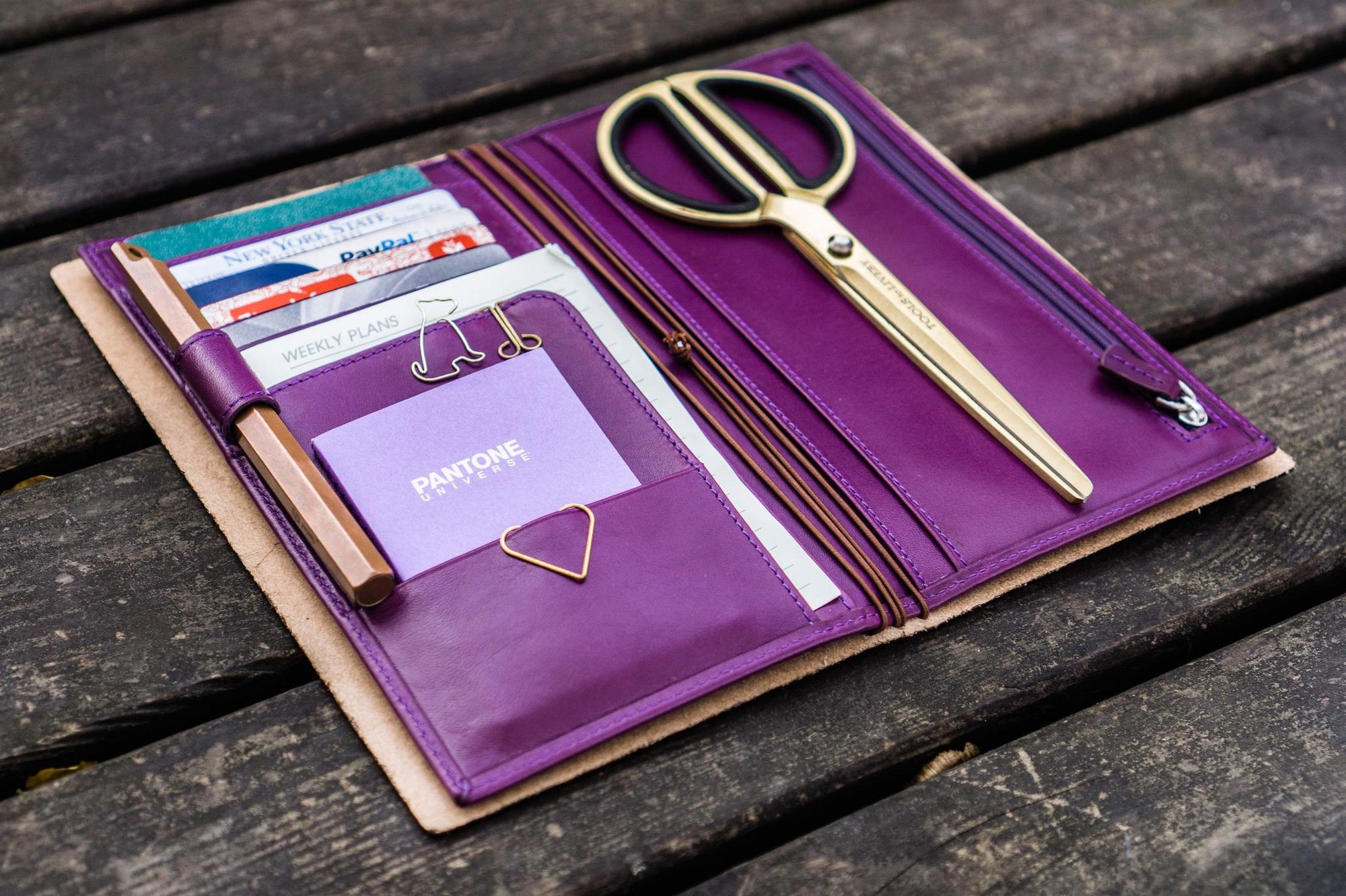 Traveler&#39;s Notebook için Deri Organizer - Regular Ebat - Purple