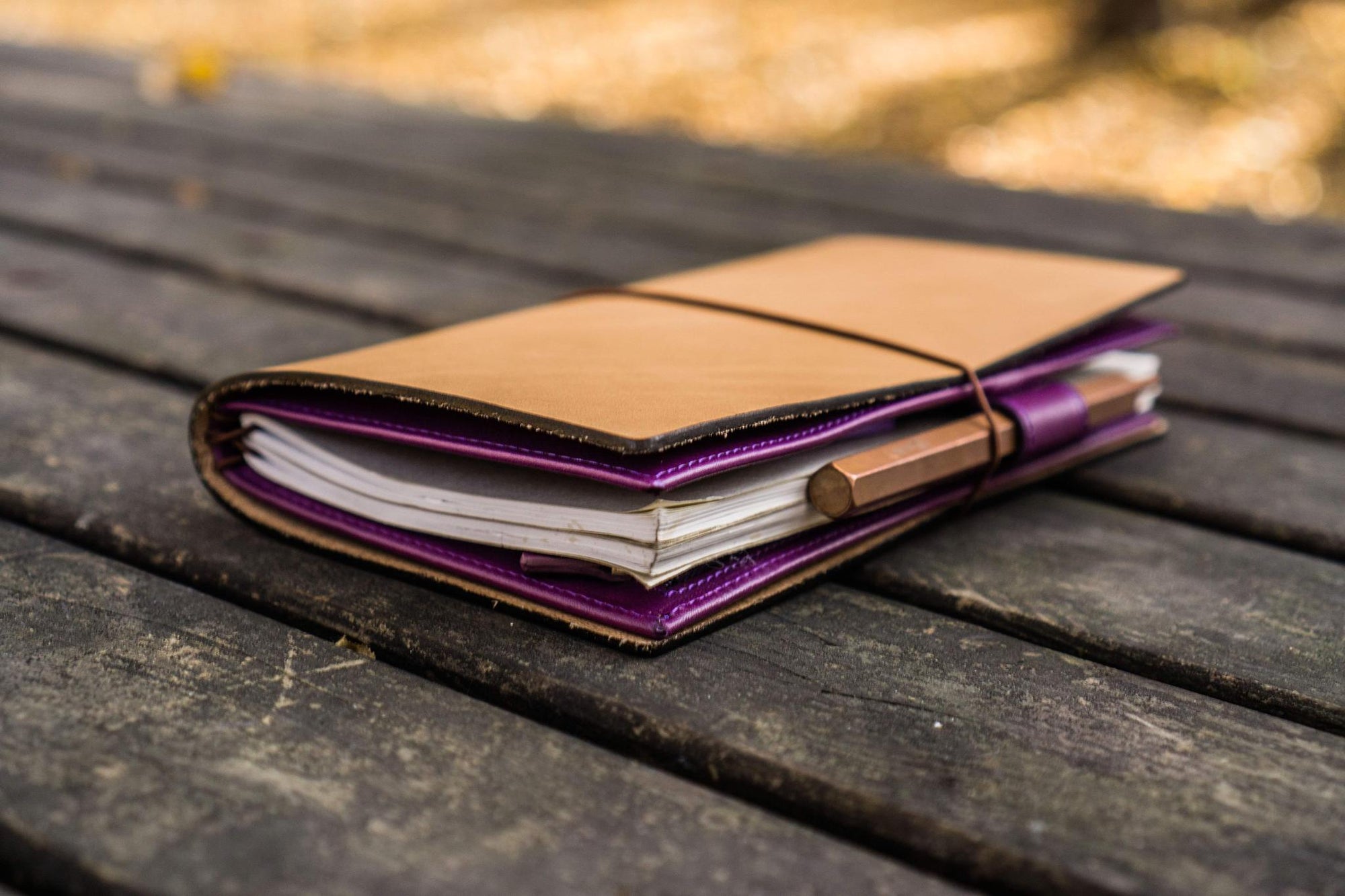 Traveler&#39;s Notebook için Deri Organizer - Regular Ebat - Purple