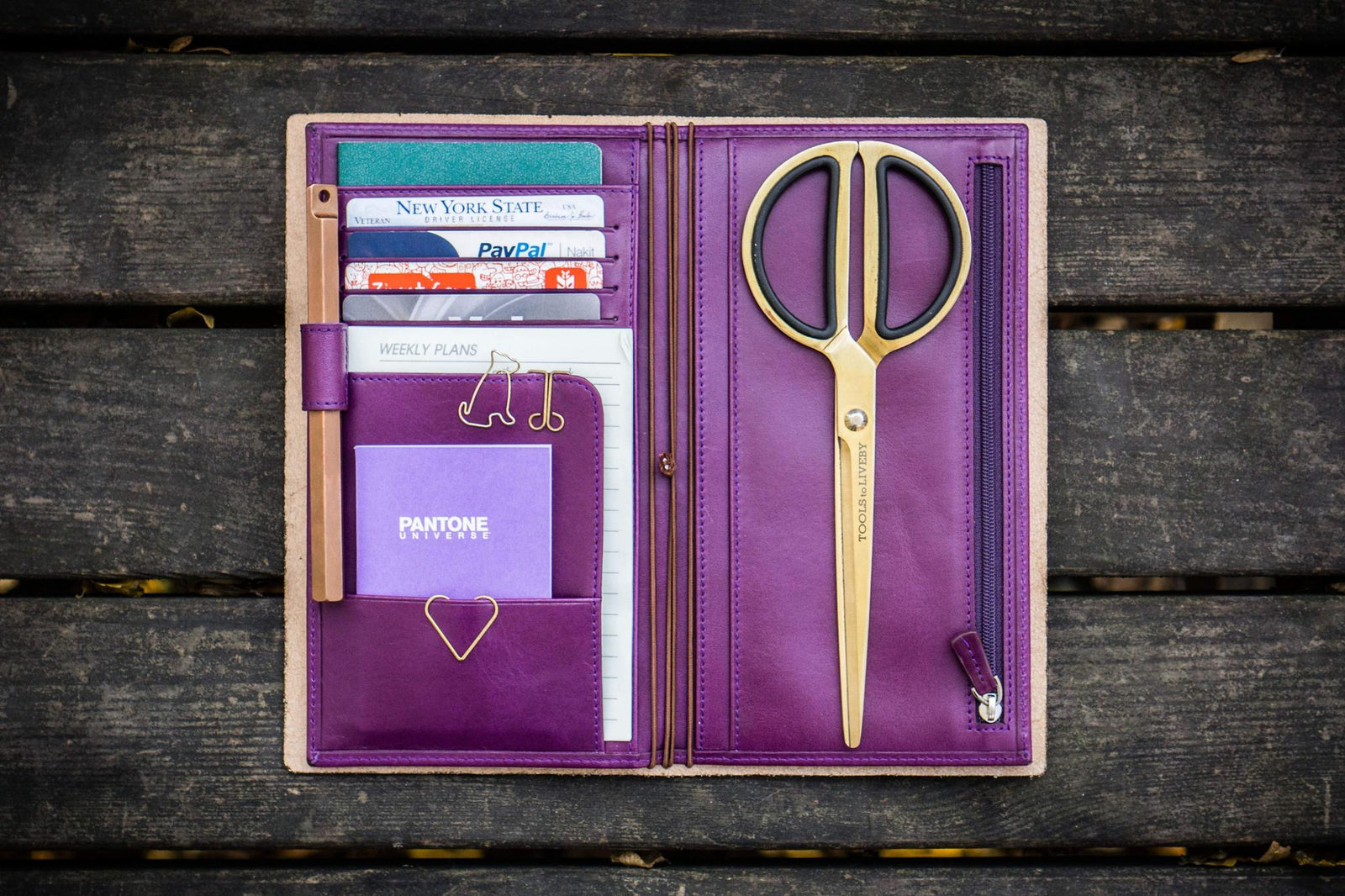 Traveler's Notebook için Deri Organizer - Regular Ebat - Purple