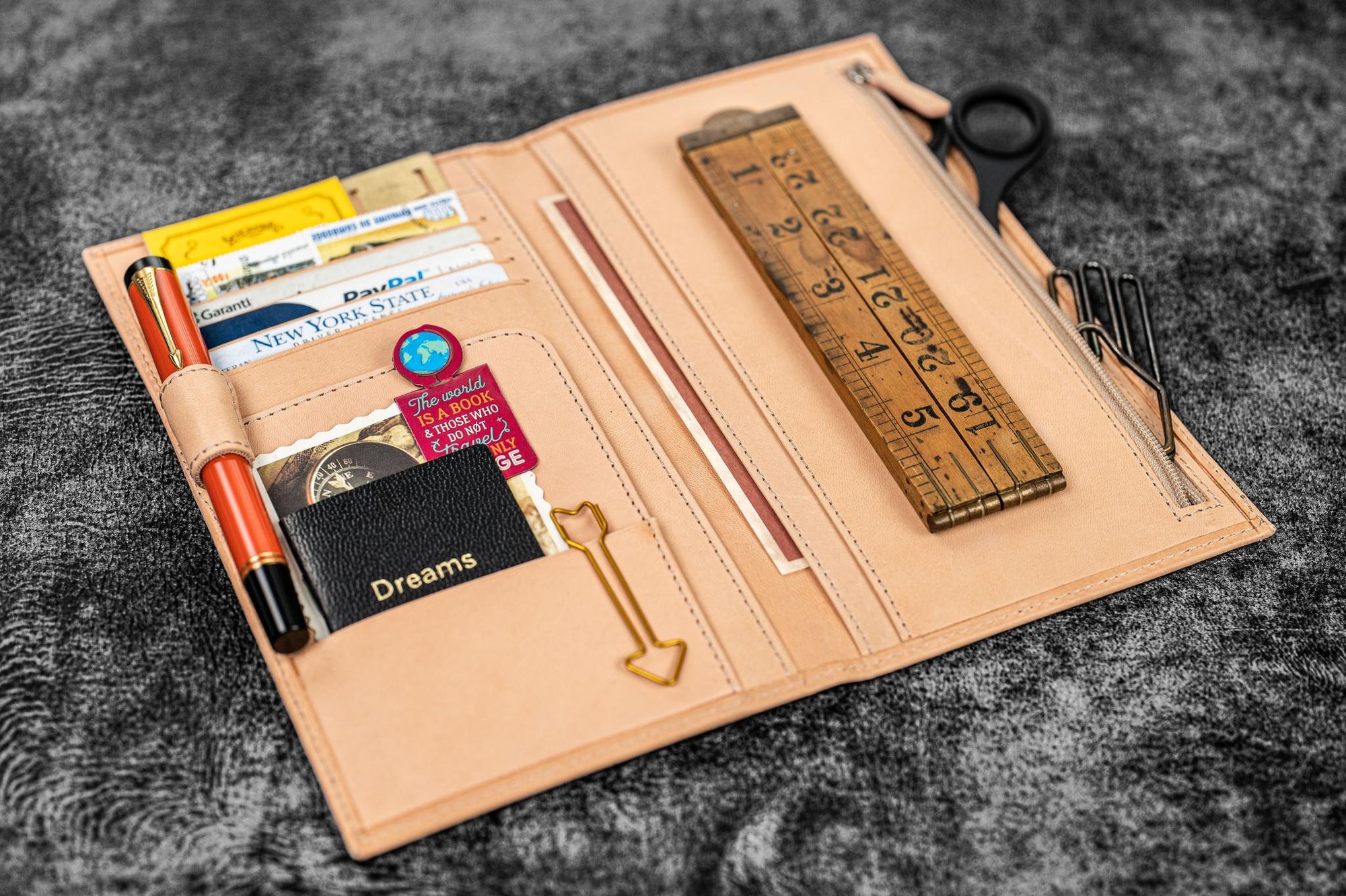 Traveler&#39;s Notebook için Deri Organizer - Regular Ebat - Undyed Leather