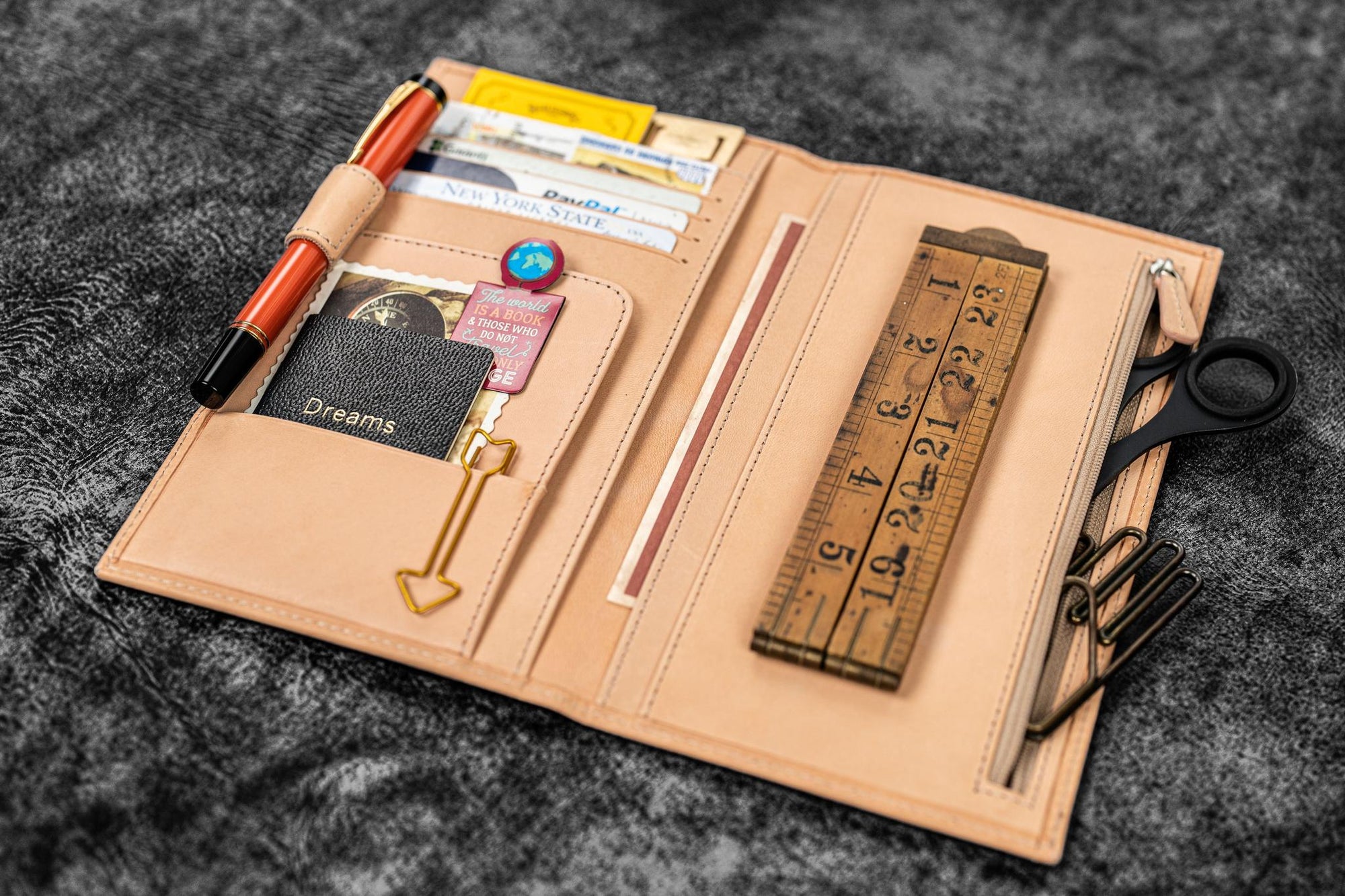 Traveler&#39;s Notebook için Deri Organizer - Regular Ebat - Undyed Leather