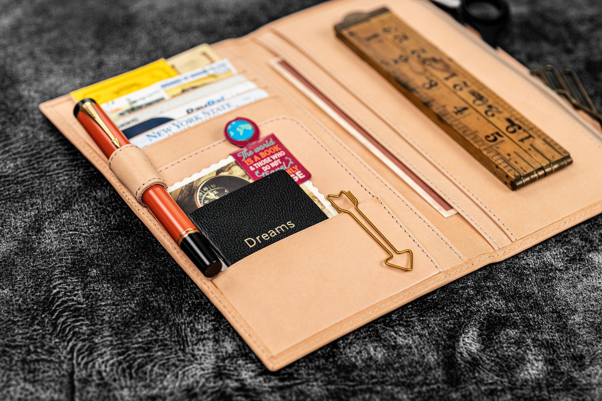 Traveler&#39;s Notebook için Deri Organizer - Regular Ebat - Undyed Leather