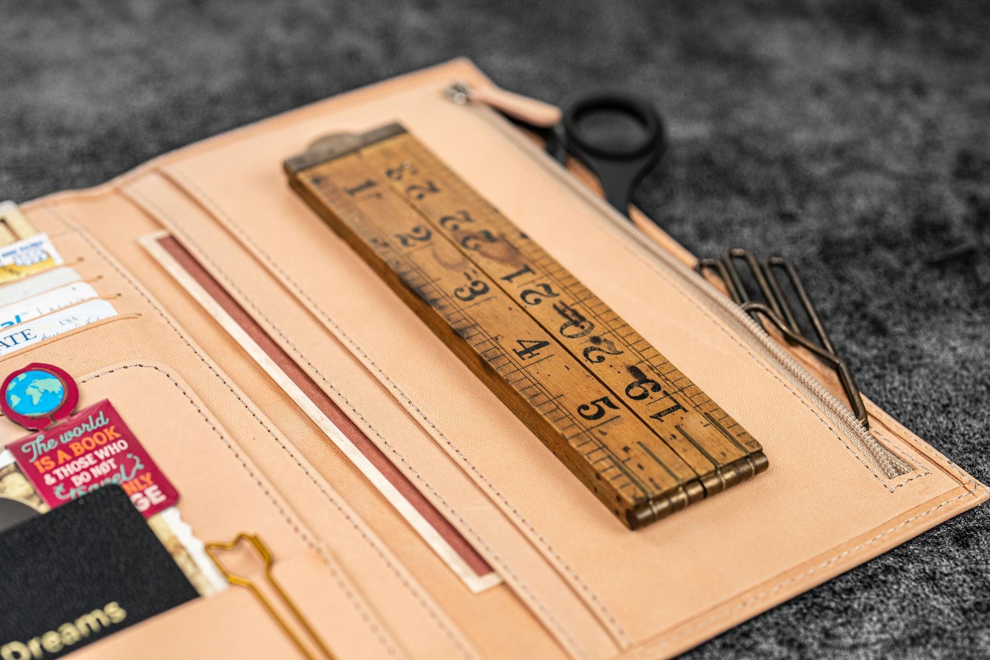 Traveler&#39;s Notebook için Deri Organizer - Regular Ebat - Undyed Leather