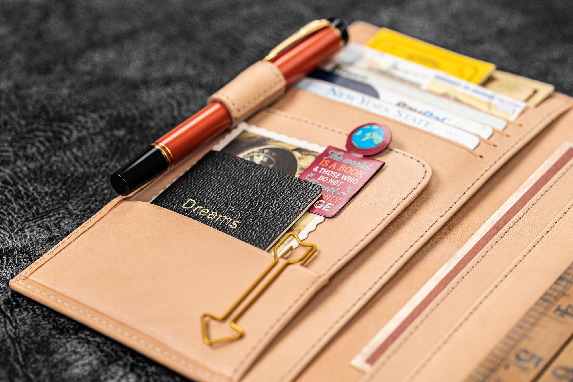 Traveler&#39;s Notebook için Deri Organizer - Regular Ebat - Undyed Leather