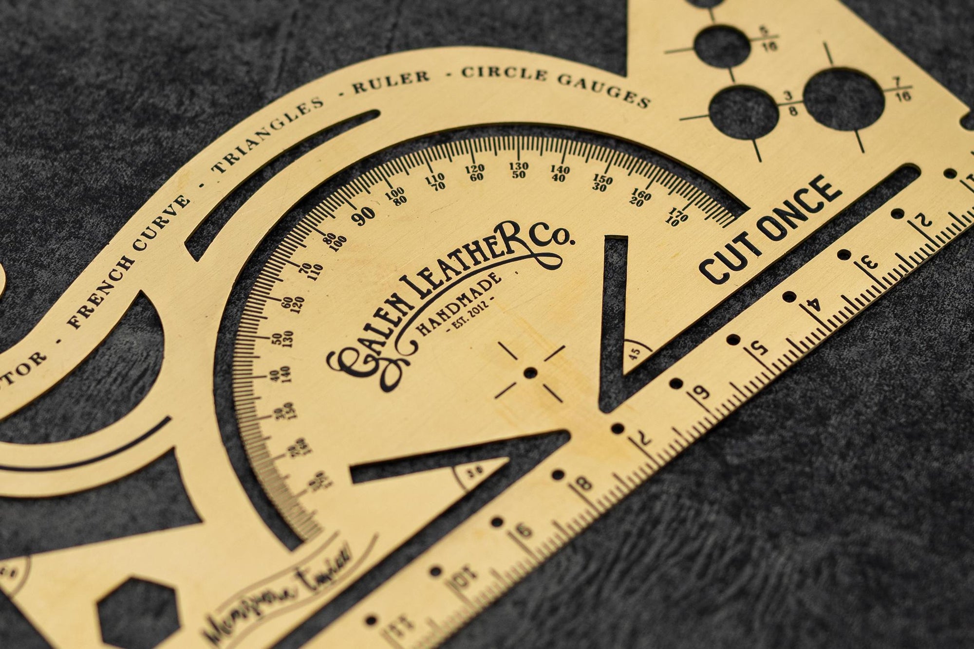 Vintage Tasarımlı Pirinç Cetvel, Pistole + İletki - (CM)