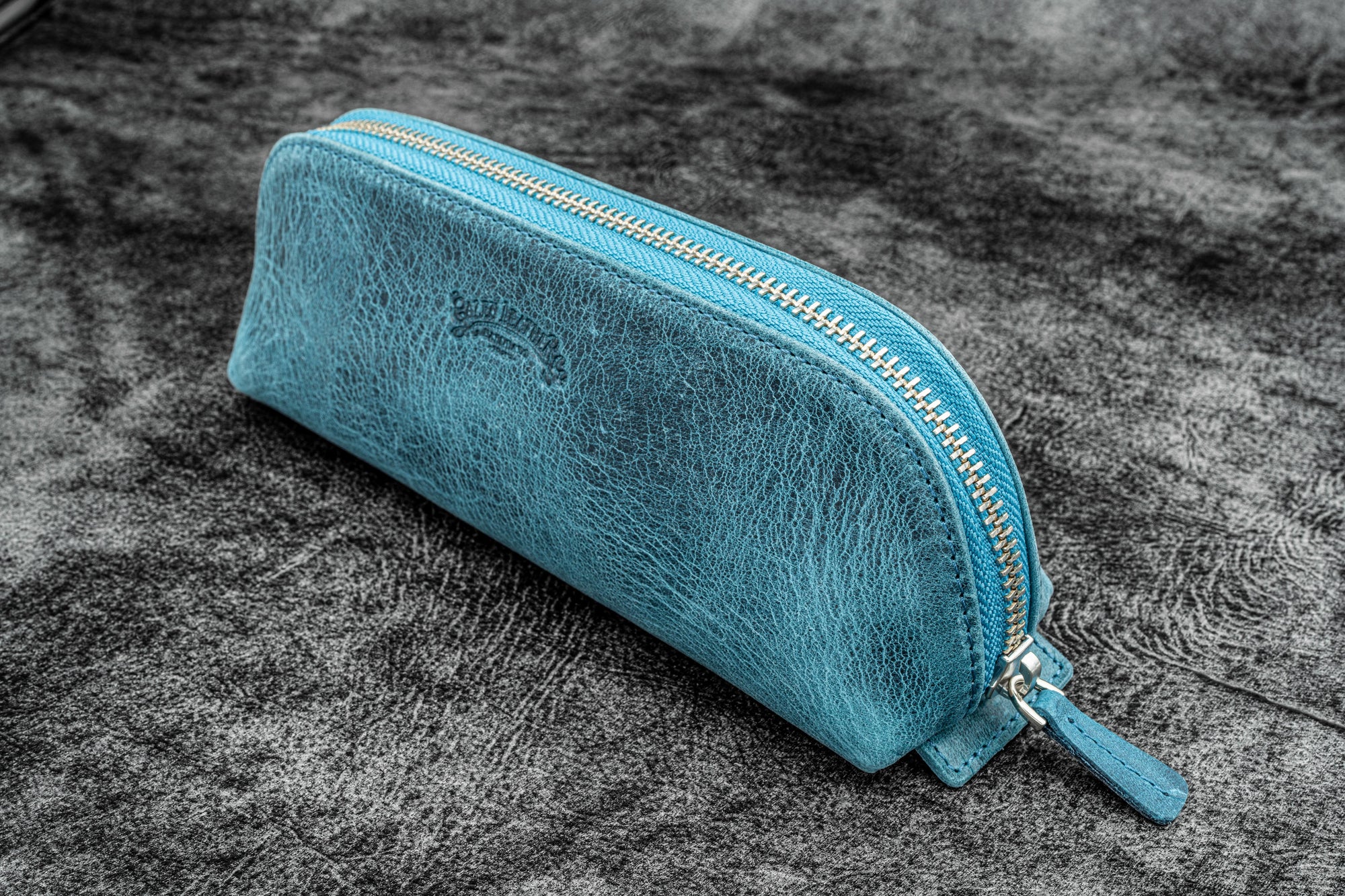 XLarge Fermuarlı Deri Kalemlik - C. H. Ocean Blue