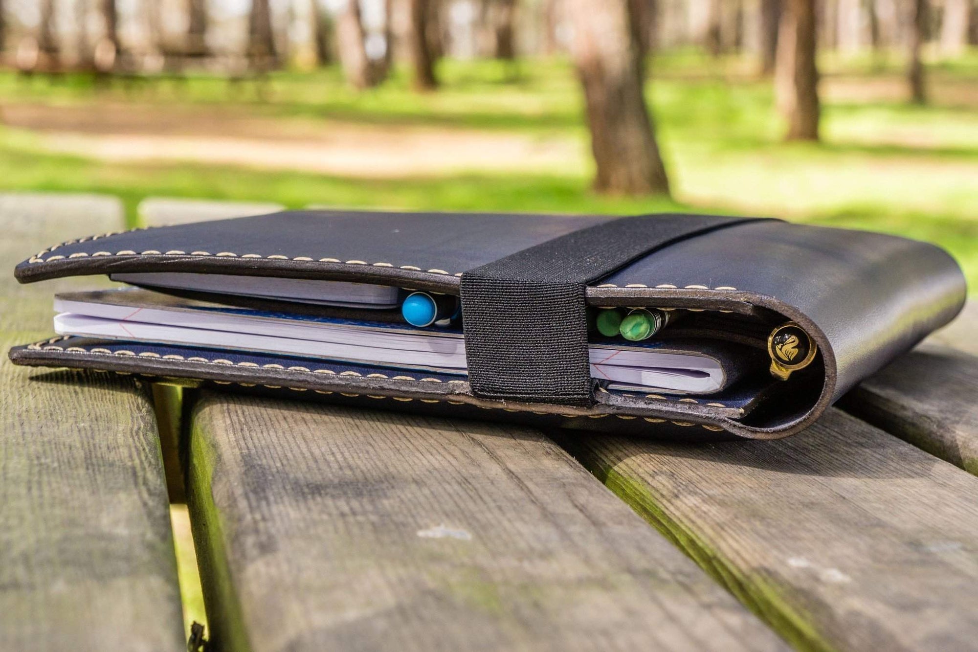 Composition Notebook Cover With iPad Air/Pro Pocket - Navy Blue-Galen Leather