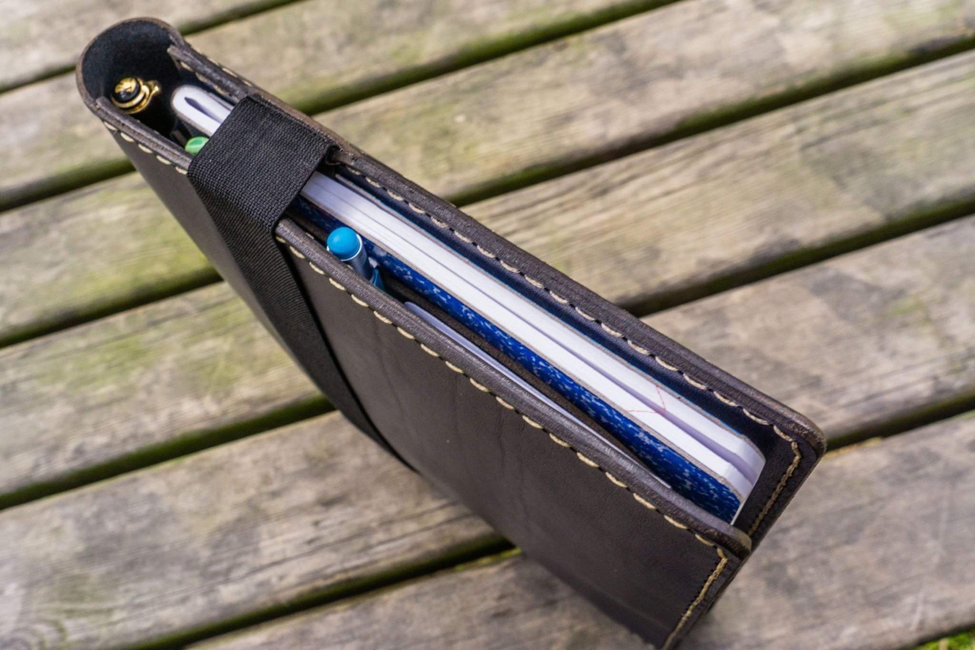 Composition Notebook Cover With iPad Air/Pro Pocket - Navy Blue-Galen Leather