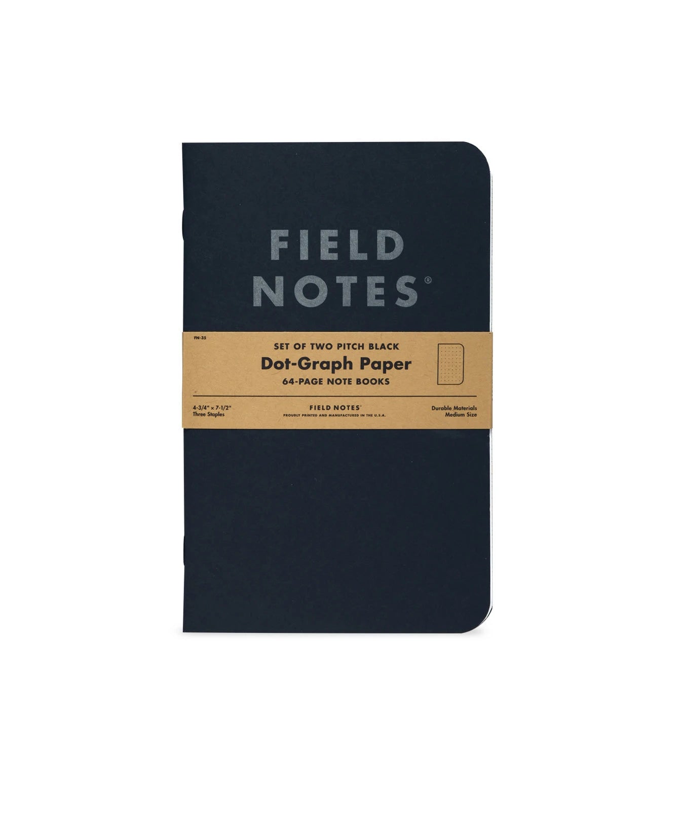 Pitch Black Notebook - Dot-Graph Paper 2-Pack