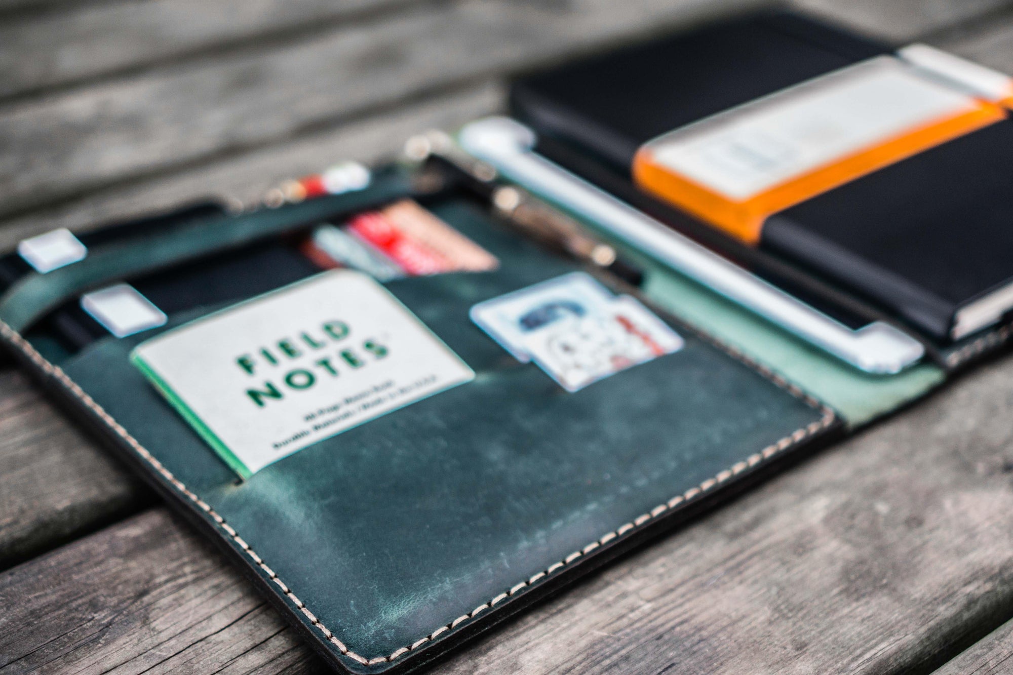 iPad Air/Pro &amp; Extra Large Moleskine Cover - Crazy Horse Forest Green-Galen Leather