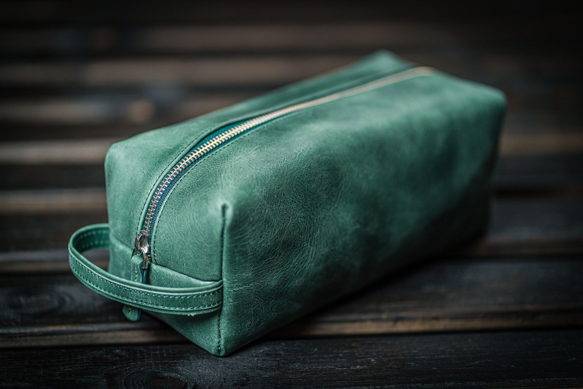 Leather Classic Dopp Kit &amp; Travel Toiletry Bag - Crazy Horse Forest Green-Galen Leather