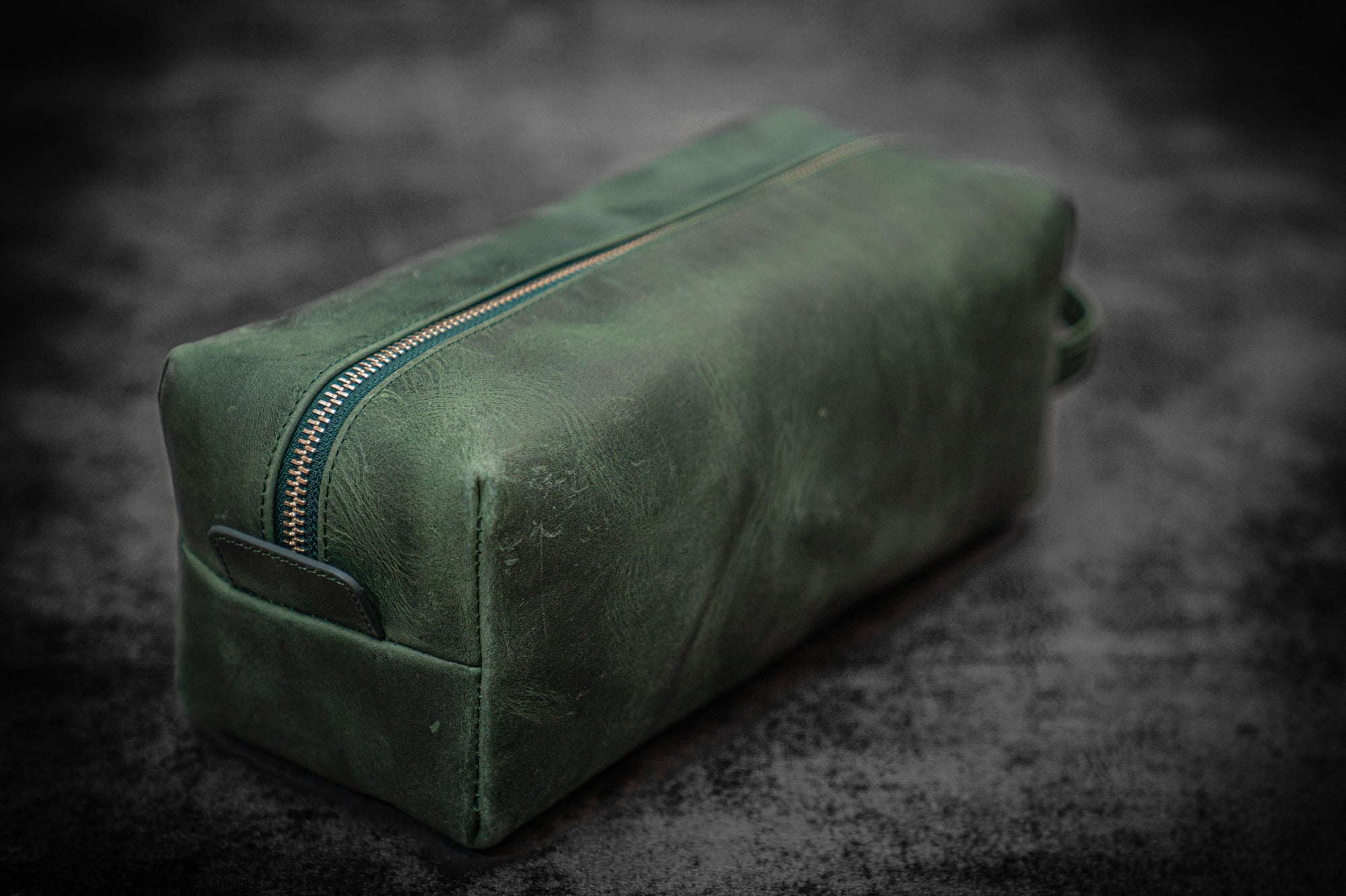Leather Classic Dopp Kit &amp; Travel Toiletry Bag - Crazy Horse Forest Green-Galen Leather