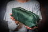 Leather Classic Dopp Kit &amp; Travel Toiletry Bag - Crazy Horse Forest Green-Galen Leather