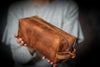 Leather Classic Dopp Kit &amp; Travel Toiletry Bag - Crazy Horse Tan-Galen Leather