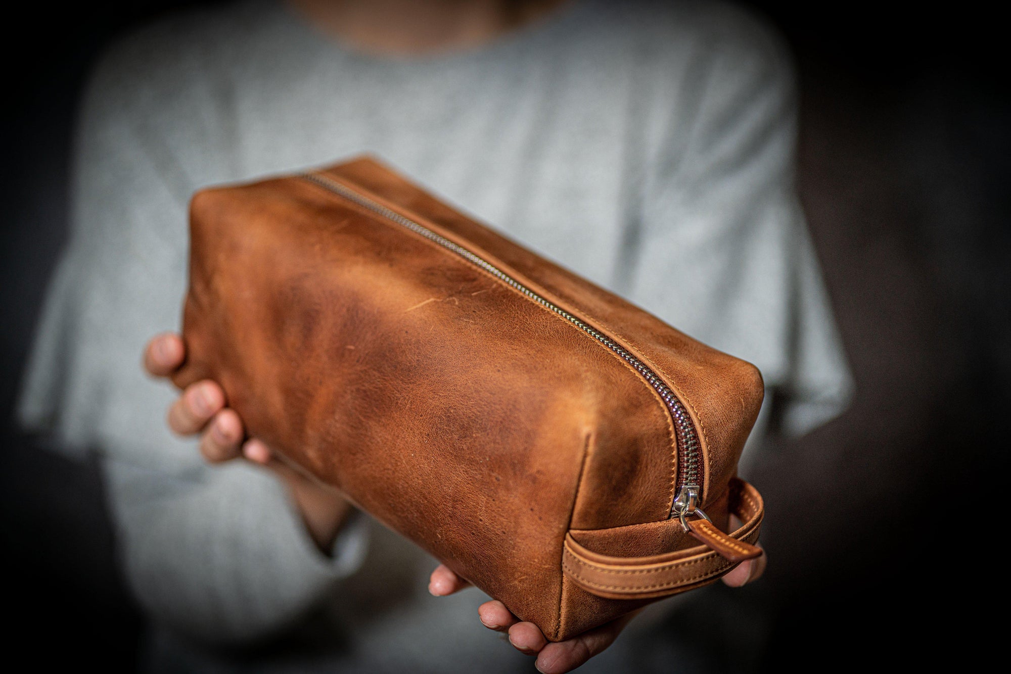 Leather Classic Dopp Kit & Travel Toiletry Bag - Crazy Horse Tan-Galen Leather