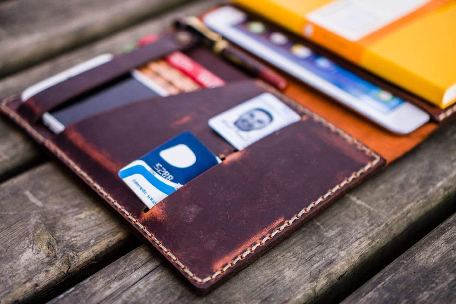 Leather Leuchtturm1917 A5 Notebook Cover - Crazy Horse Orange-Galen Leather