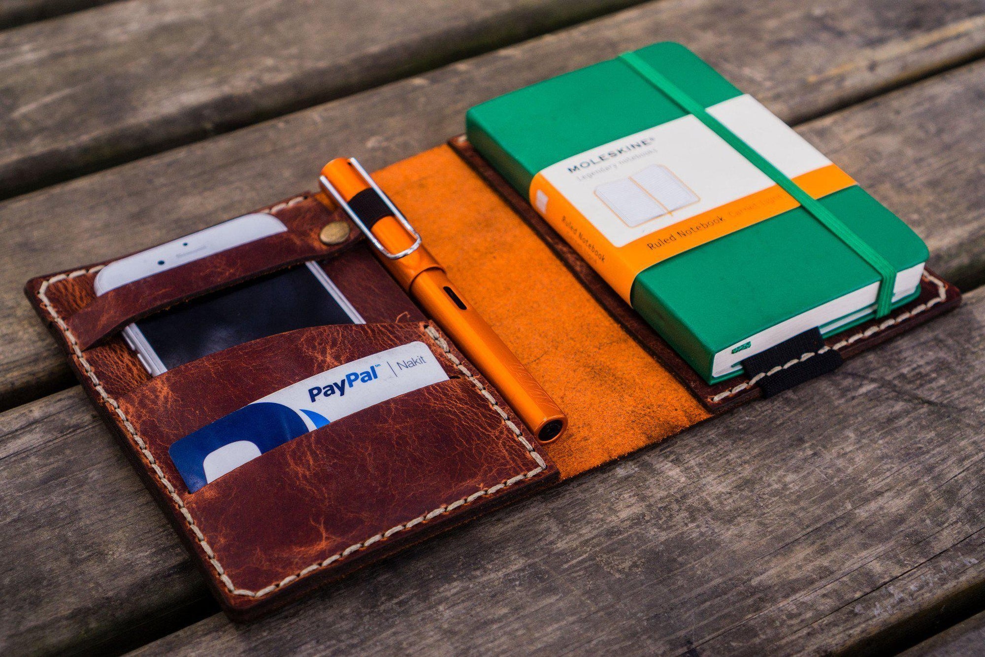 Leather Leuchtturm1917 A6 Notebook Cover - Crazy Horse Orange-Galen Leather