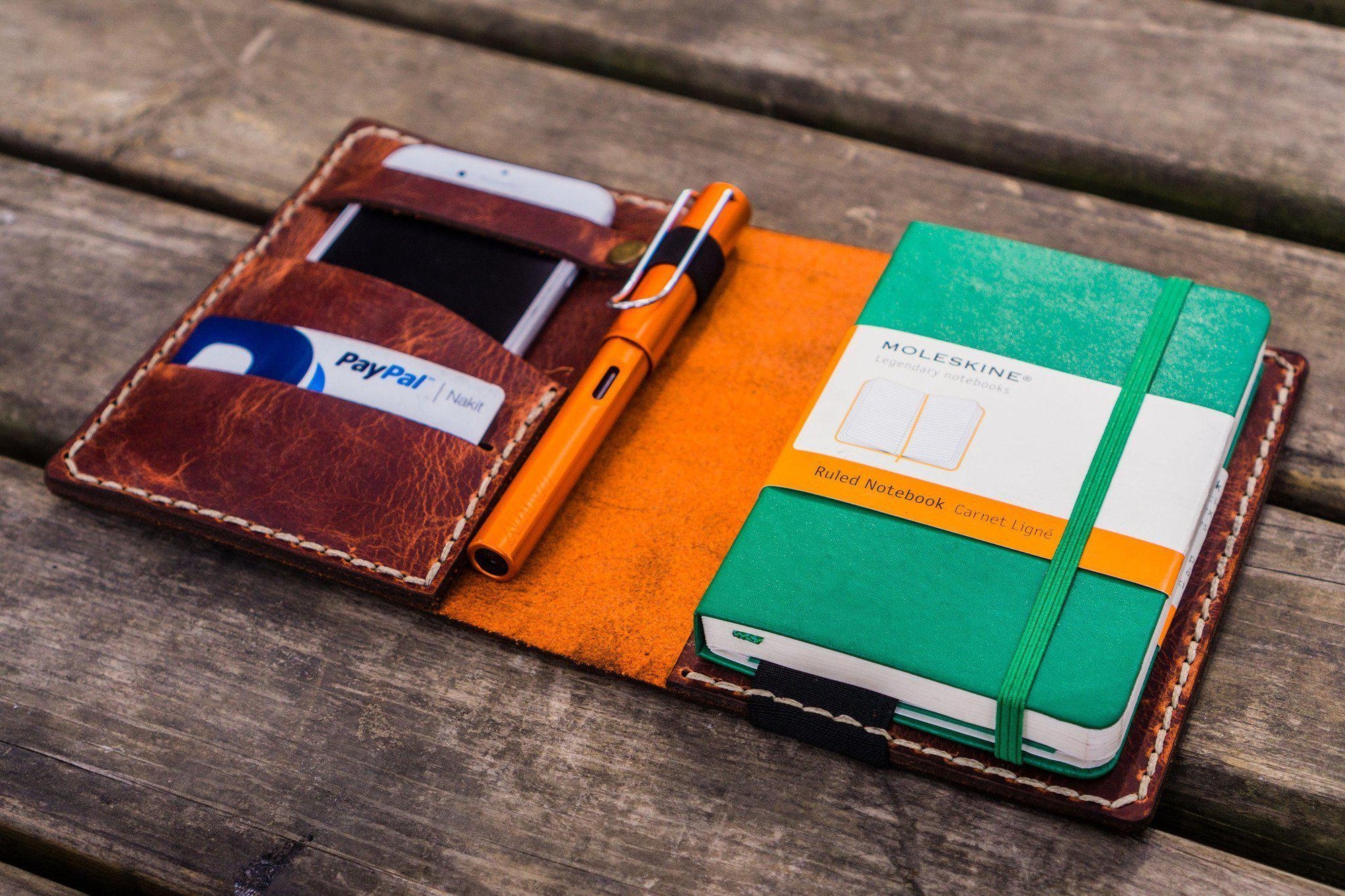 Leather Leuchtturm1917 A6 Notebook Cover - Crazy Horse Orange-Galen Leather