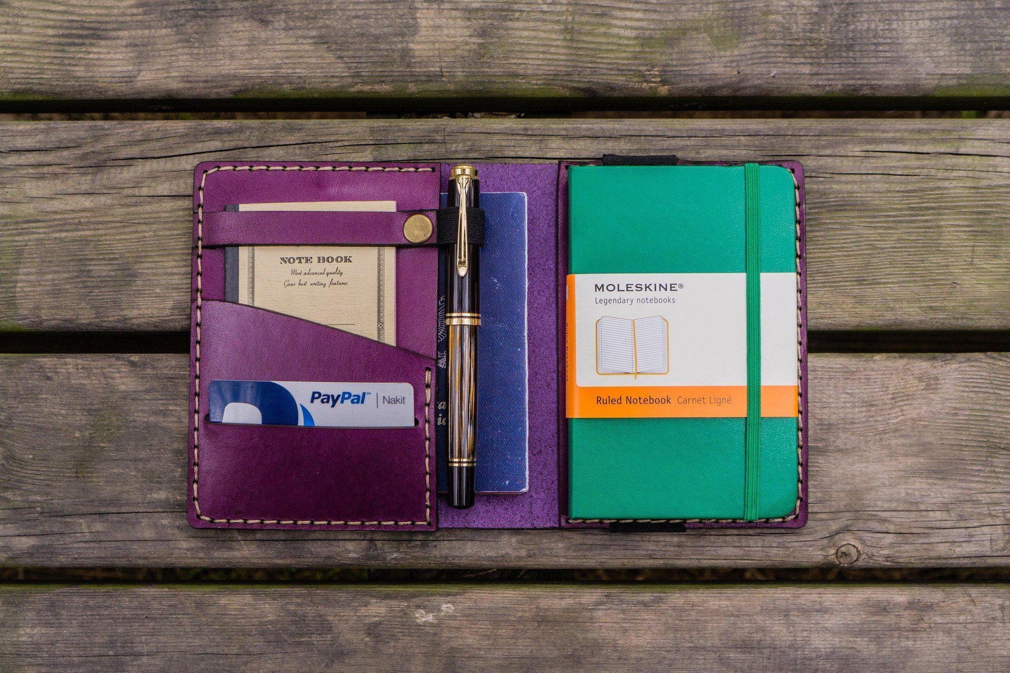 Leather Leuchtturm1917 A6 Notebook Cover - Purple-Galen Leather
