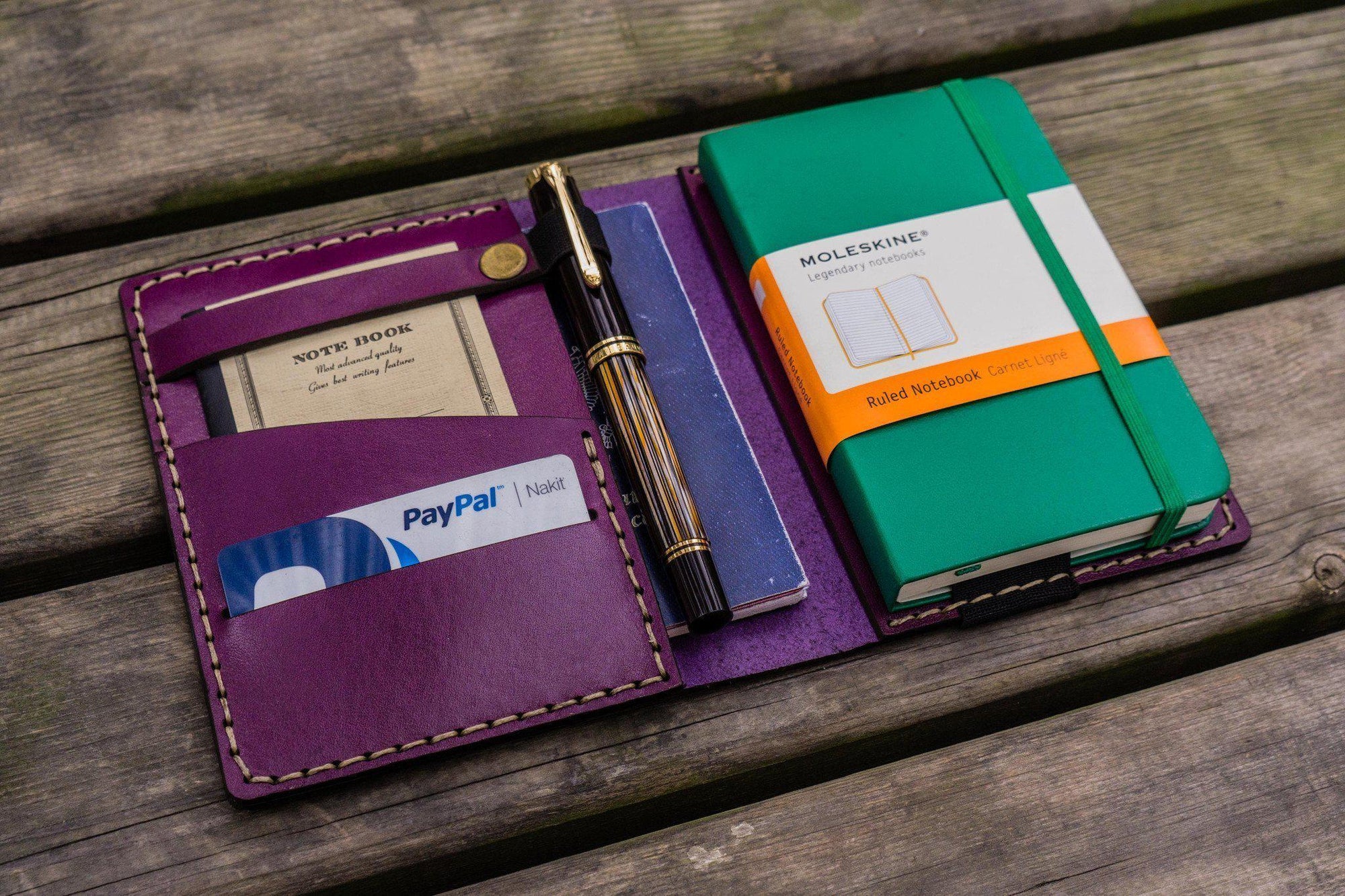 Leather Leuchtturm1917 A6 Notebook Cover - Purple-Galen Leather