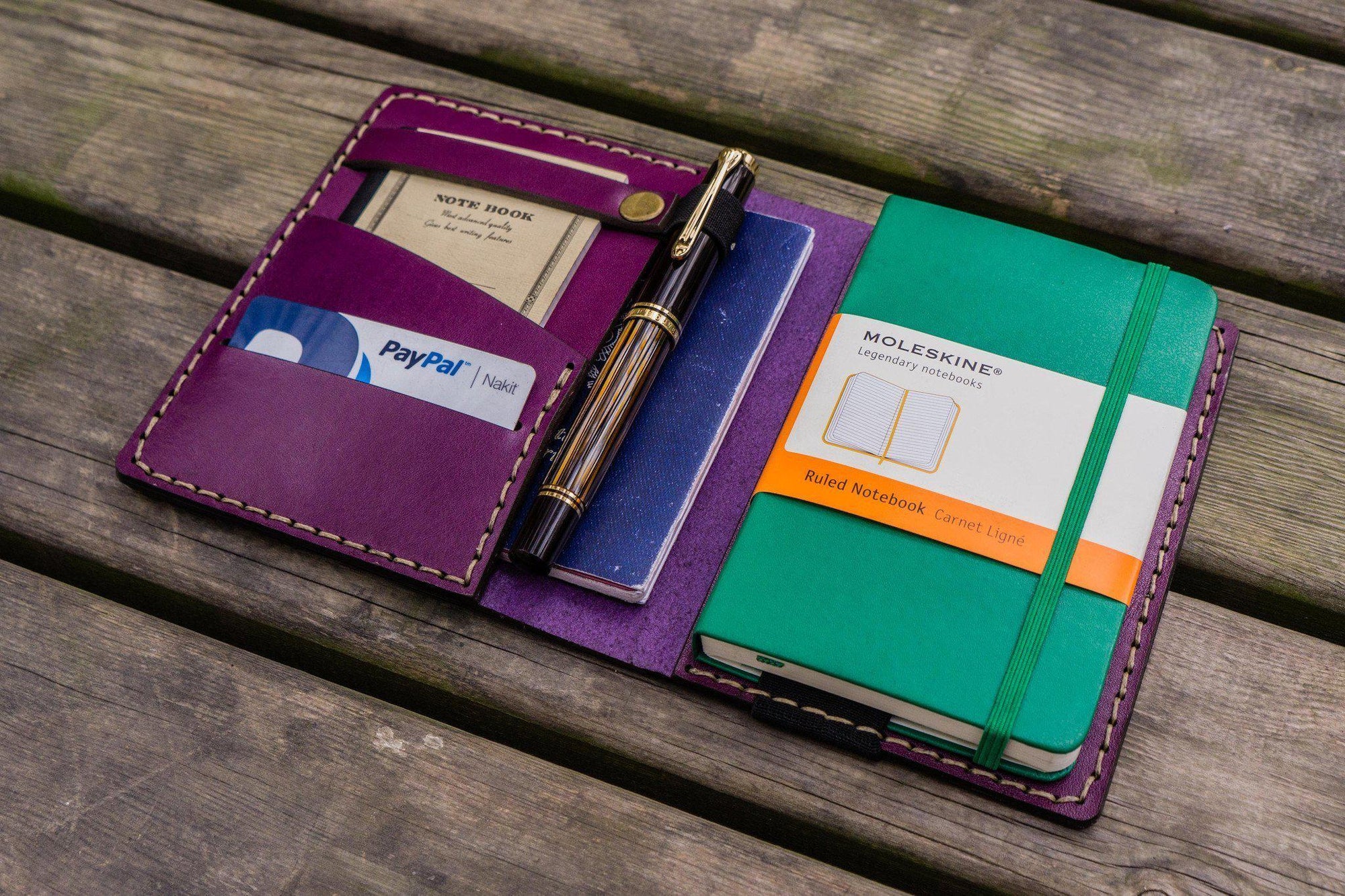 Leather Leuchtturm1917 A6 Notebook Cover - Purple-Galen Leather