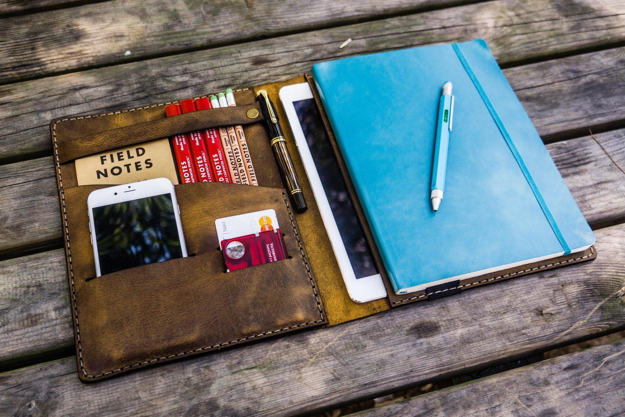 Leather Leuchtturm1917 B5 Notebook &amp; iPad Air/Pro Cover - Crazy Horse Leather-Galen Leather