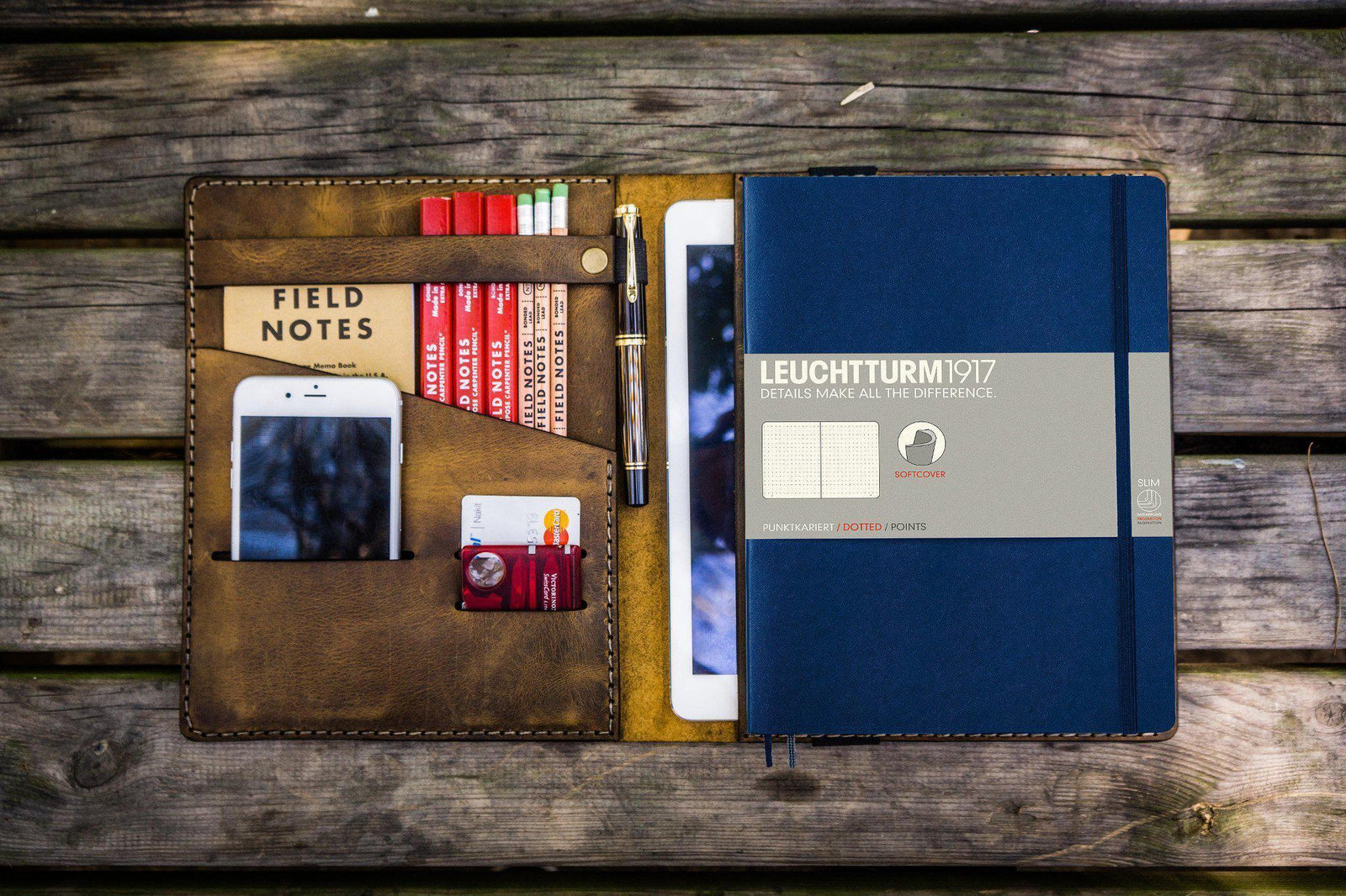 Leather Leuchtturm1917 B5 Notebook & iPad Air/Pro Cover - Crazy Horse Leather-Galen Leather