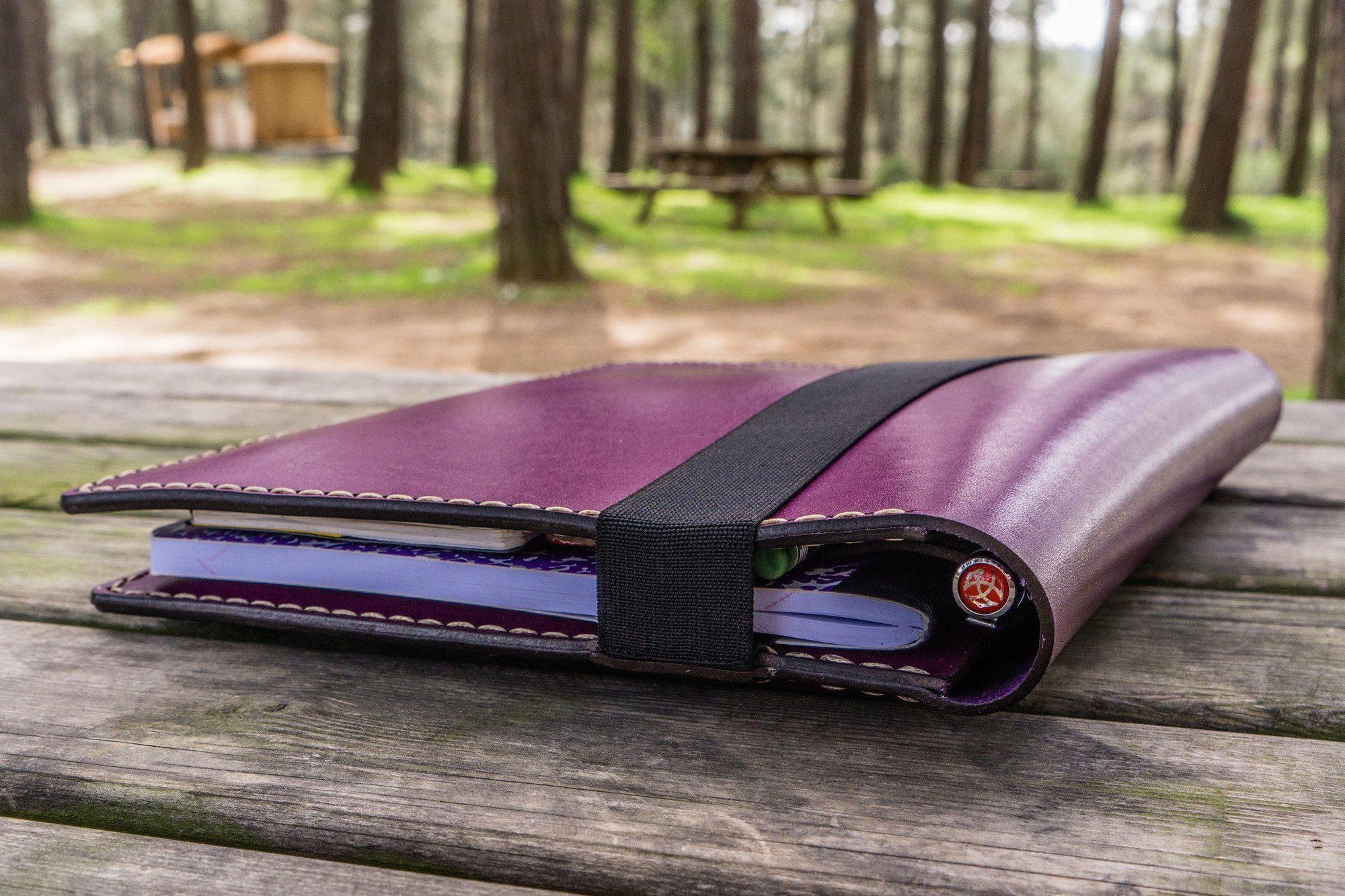 Leather Leuchtturm1917 B5 Notebook &amp; iPad Air/Pro Cover - Purple-Galen Leather