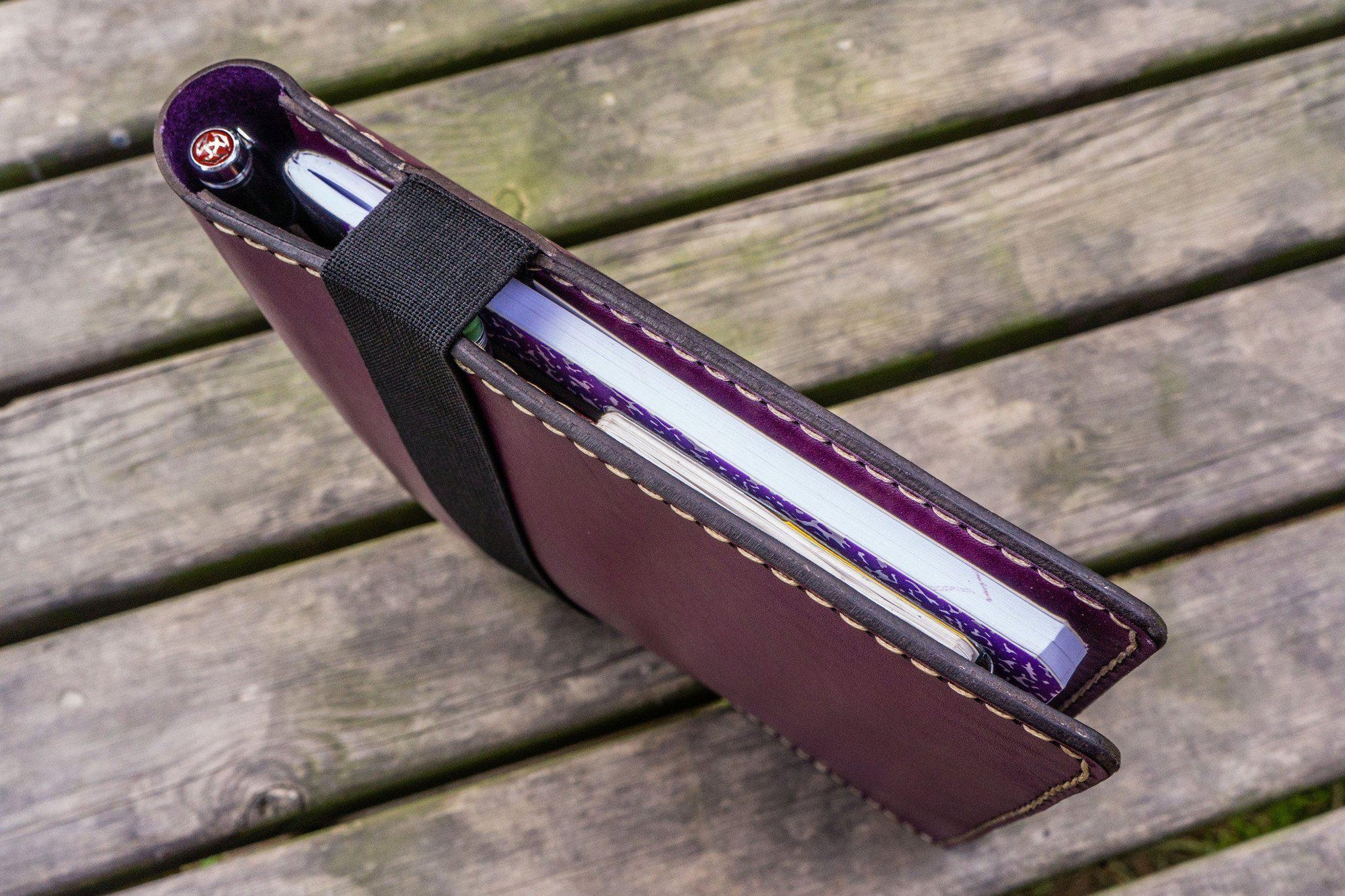 Leather Leuchtturm1917 B5 Notebook &amp; iPad Air/Pro Cover - Purple-Galen Leather