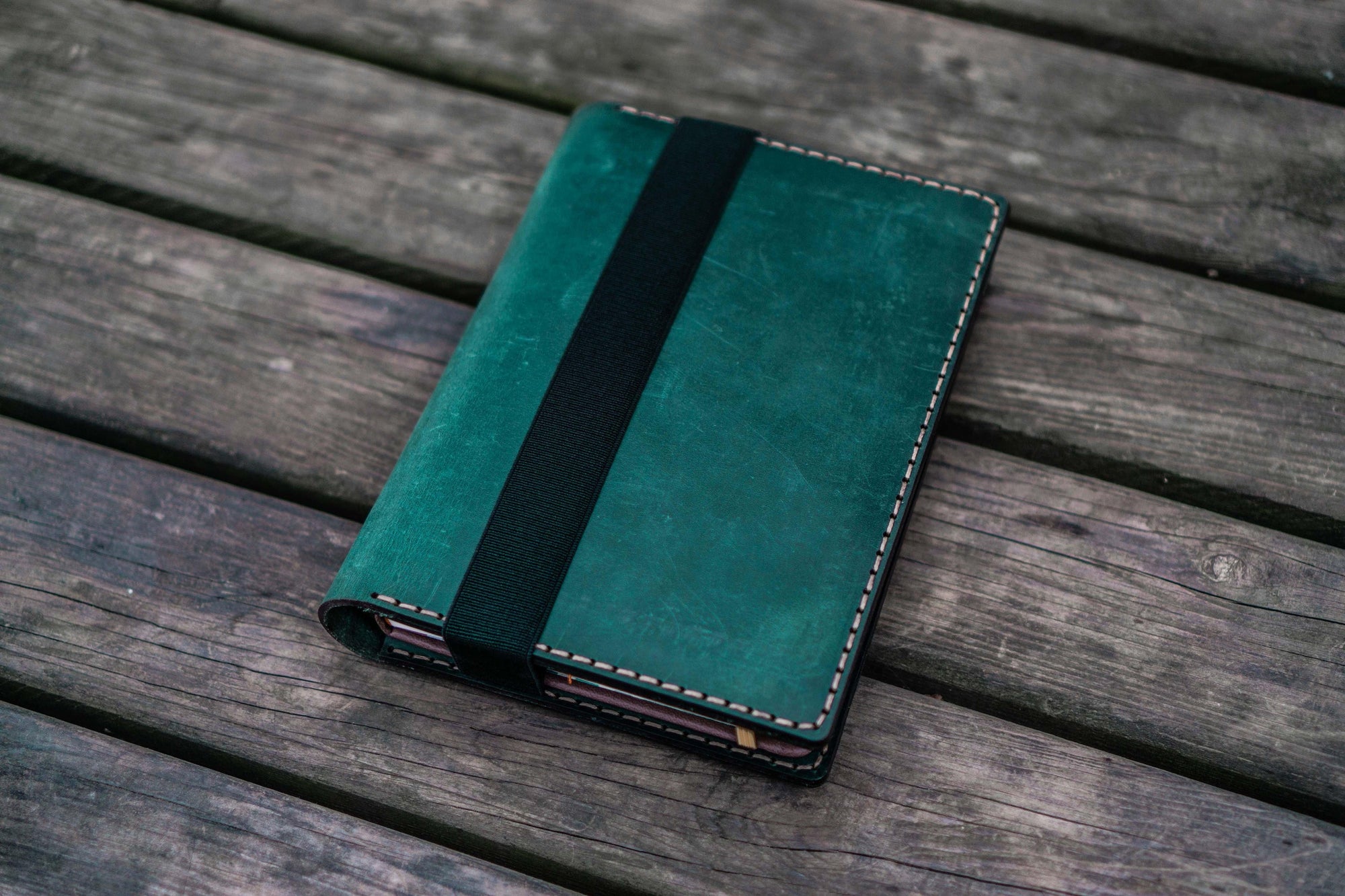 Leather Rhodia A5 Notebook &amp; iPad Mini Cover - Crazy Horse Forest Green