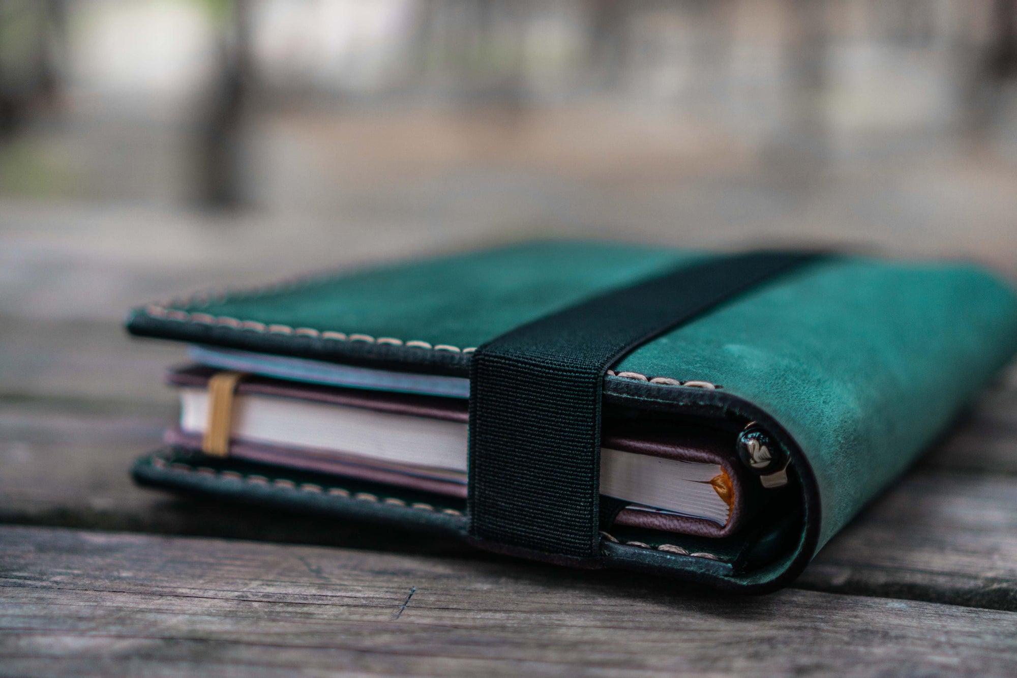 Leather Rhodia A5 Notebook &amp; iPad Mini Cover - Crazy Horse Forest Green