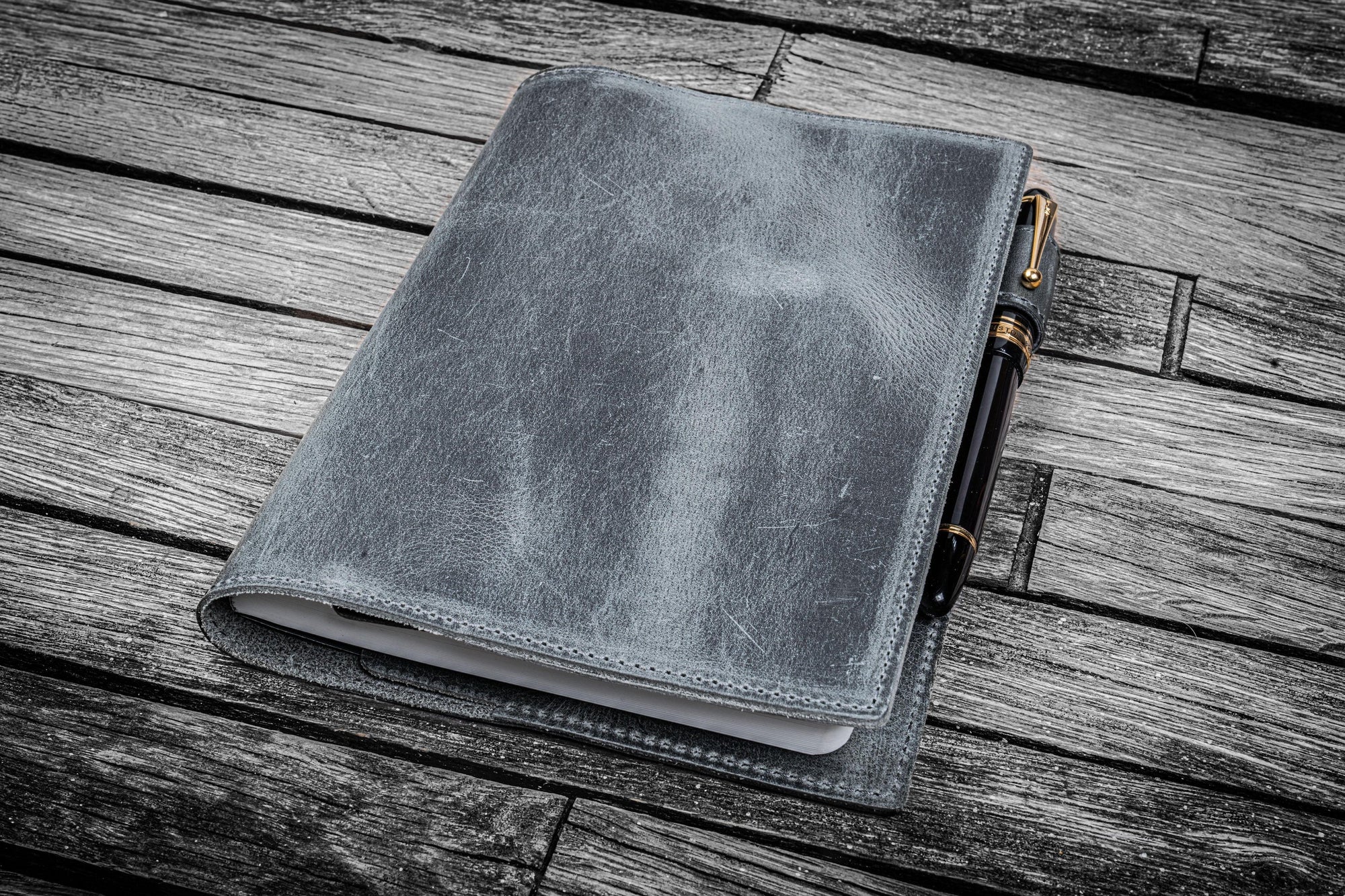 Leather Slim B6 Notebook / Planner Cover - Crazy Horse Smoky