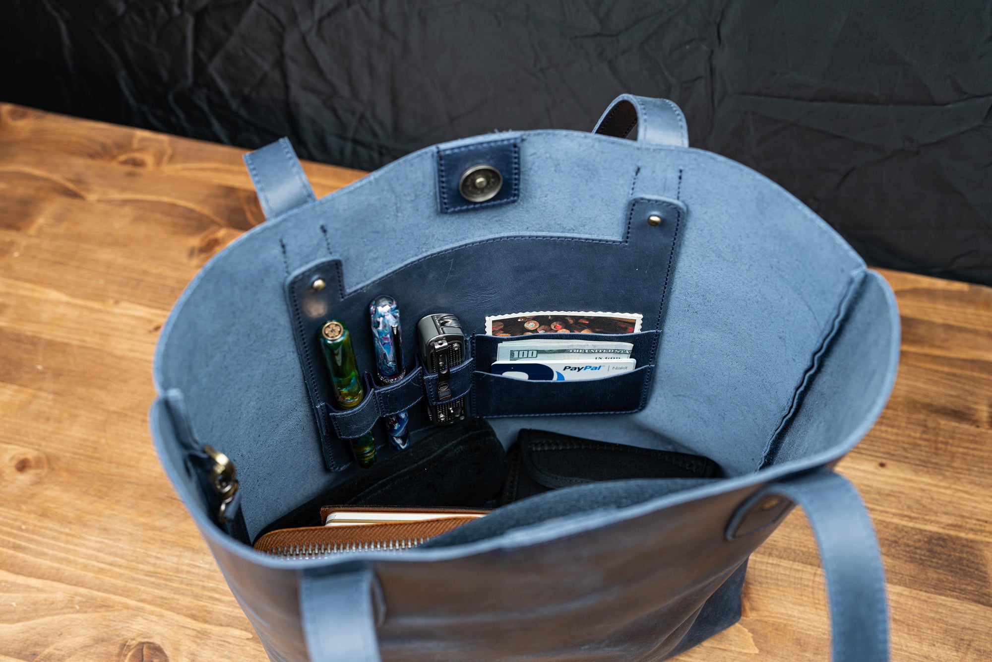 Deri Tote Çanta - C. H.  Lacivert