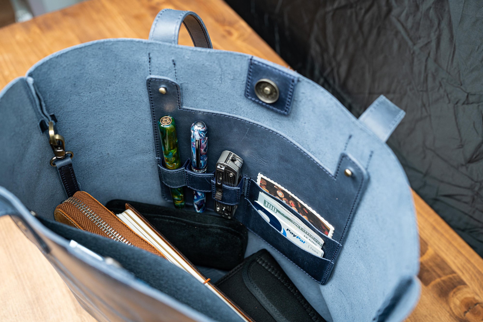 Deri Tote Çanta - C. H.  Lacivert