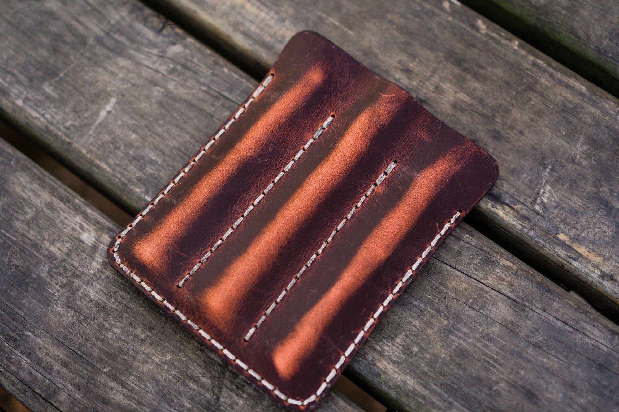 Leather Triple Fountain Pen Case / Pen Pouch - Crazy Horse Orange-Galen Leather