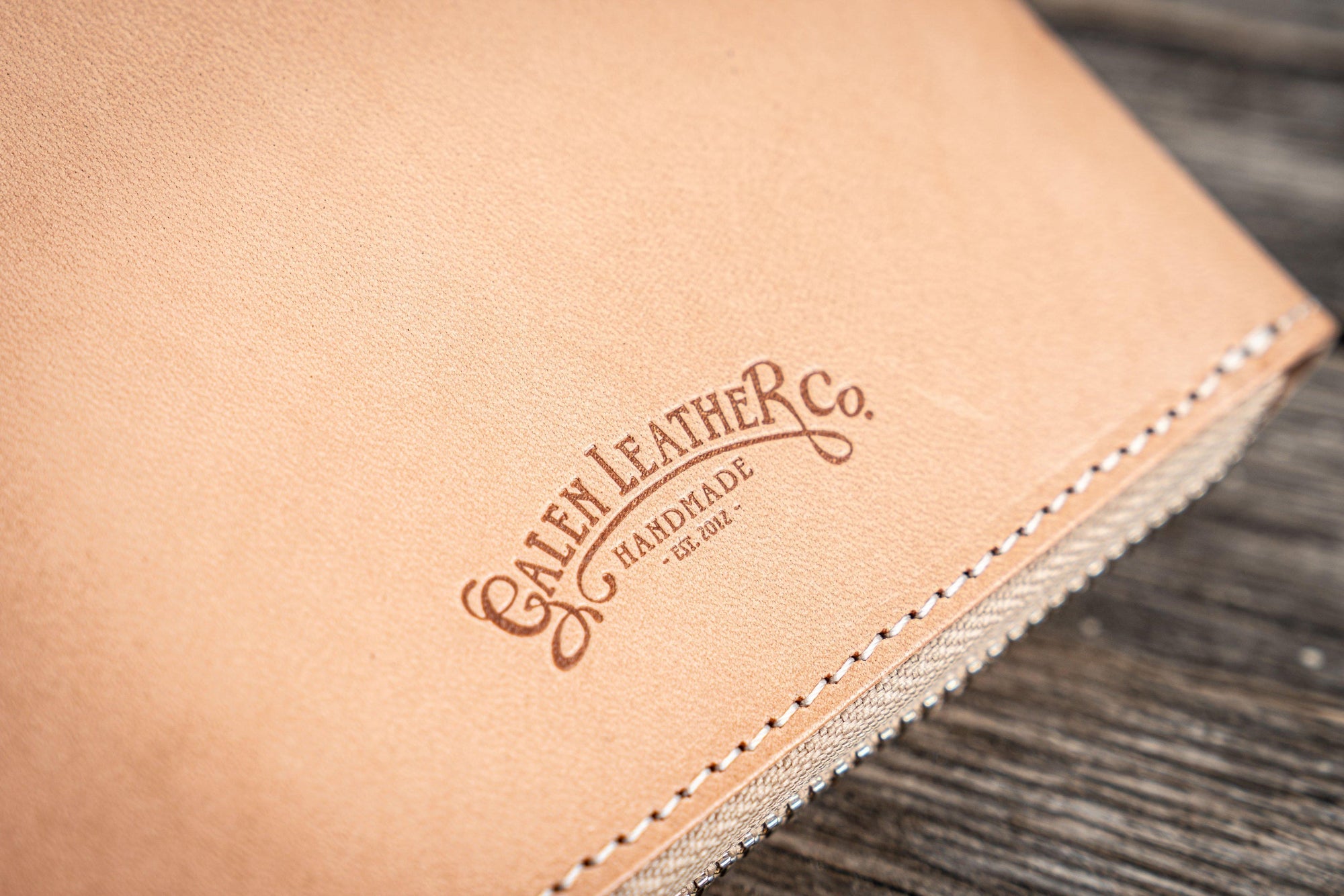 Leather Zippered 5 Slots Pen Case - Undyed Leather